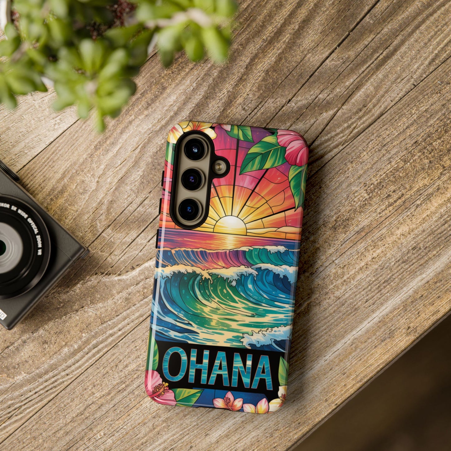 Samsung Galaxy Case Ohana Hawaiian Wave Phone Cover Sunset Tropical Beach Art Protective Case Gift for Samsung Lovers