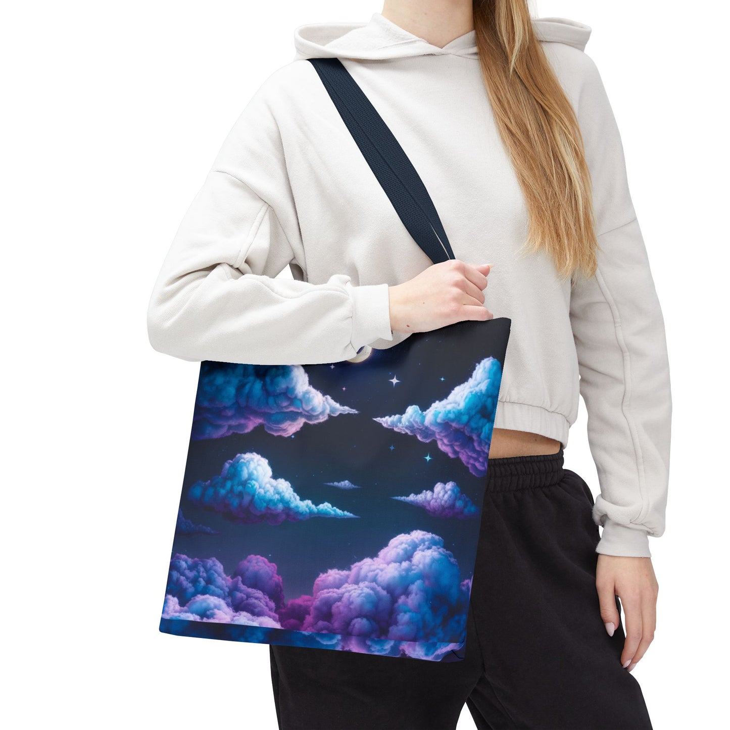 Dreamy Moon & Clouds Tote Bag • Celestial Night Sky Tote • Boho Moon Cloud Tote • Eco-Friendly Cosmic Art Tote • Gift for Stargazers