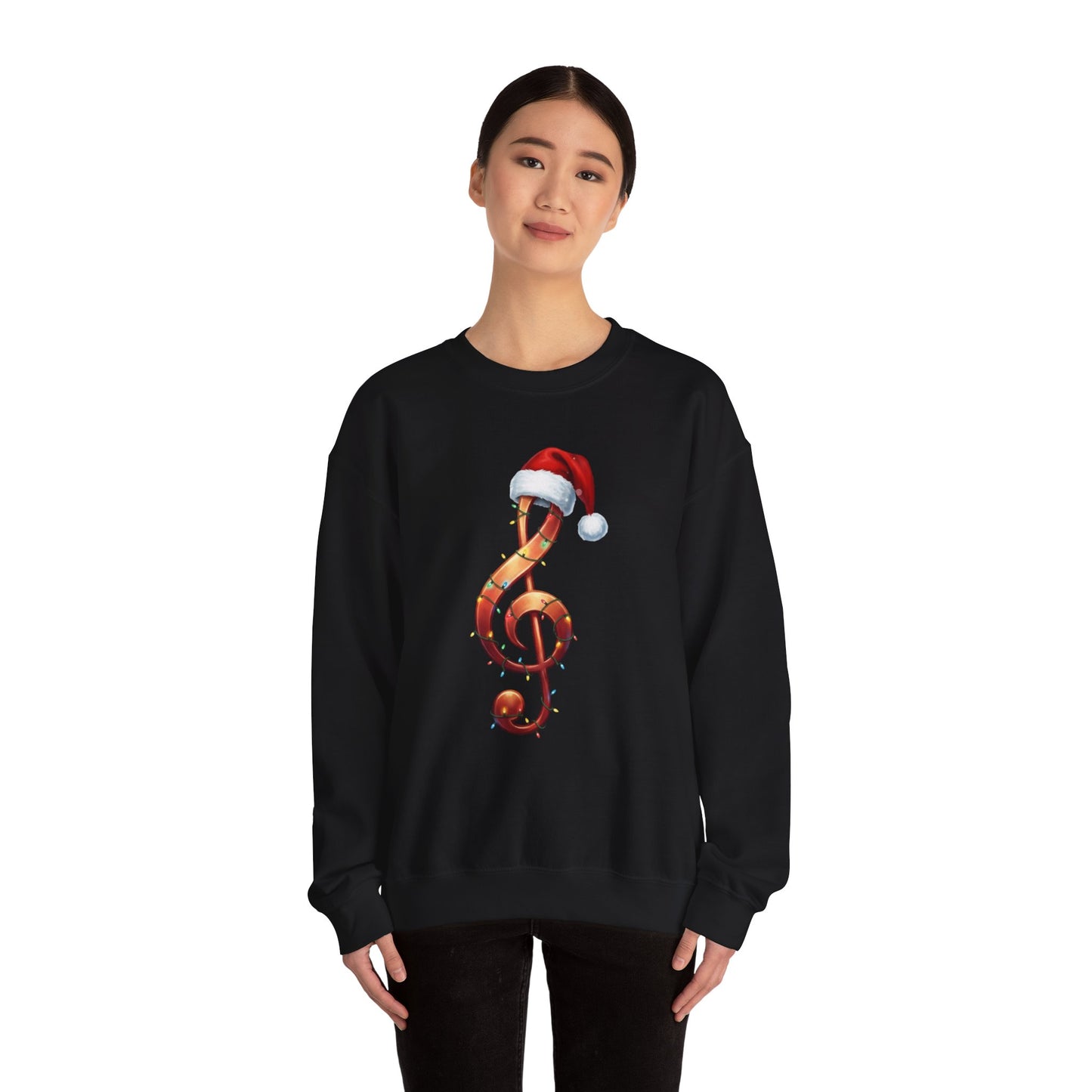 Christmas treble clef sweatshirt, music note Santa hat shirt, Christmas lights music lover sweater, musician holiday crewneck, Xmas gift