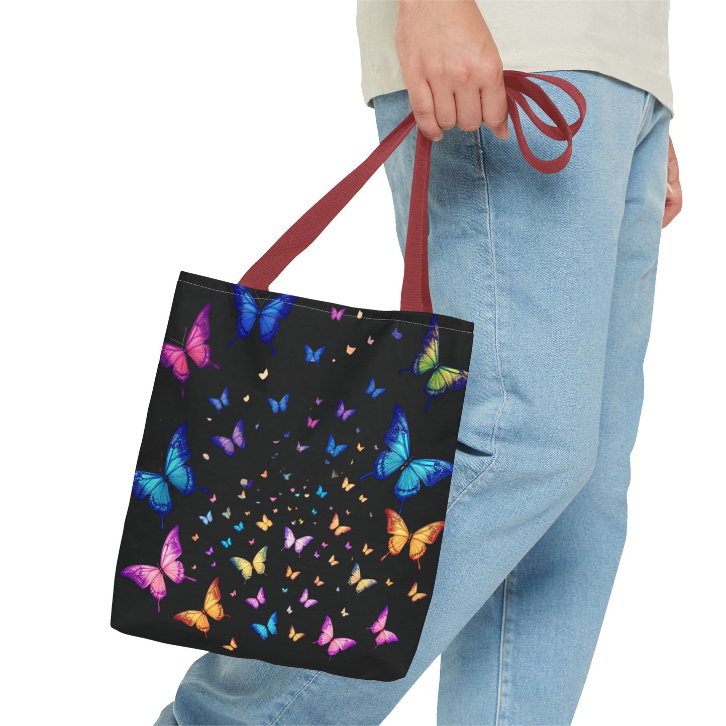 Butterfly Swarm Tote Bag – Colorful Rainbow Butterfly Tote, Aesthetic Canvas Bag, Nature-Inspired Gift, Magical Reusable Eco Purse