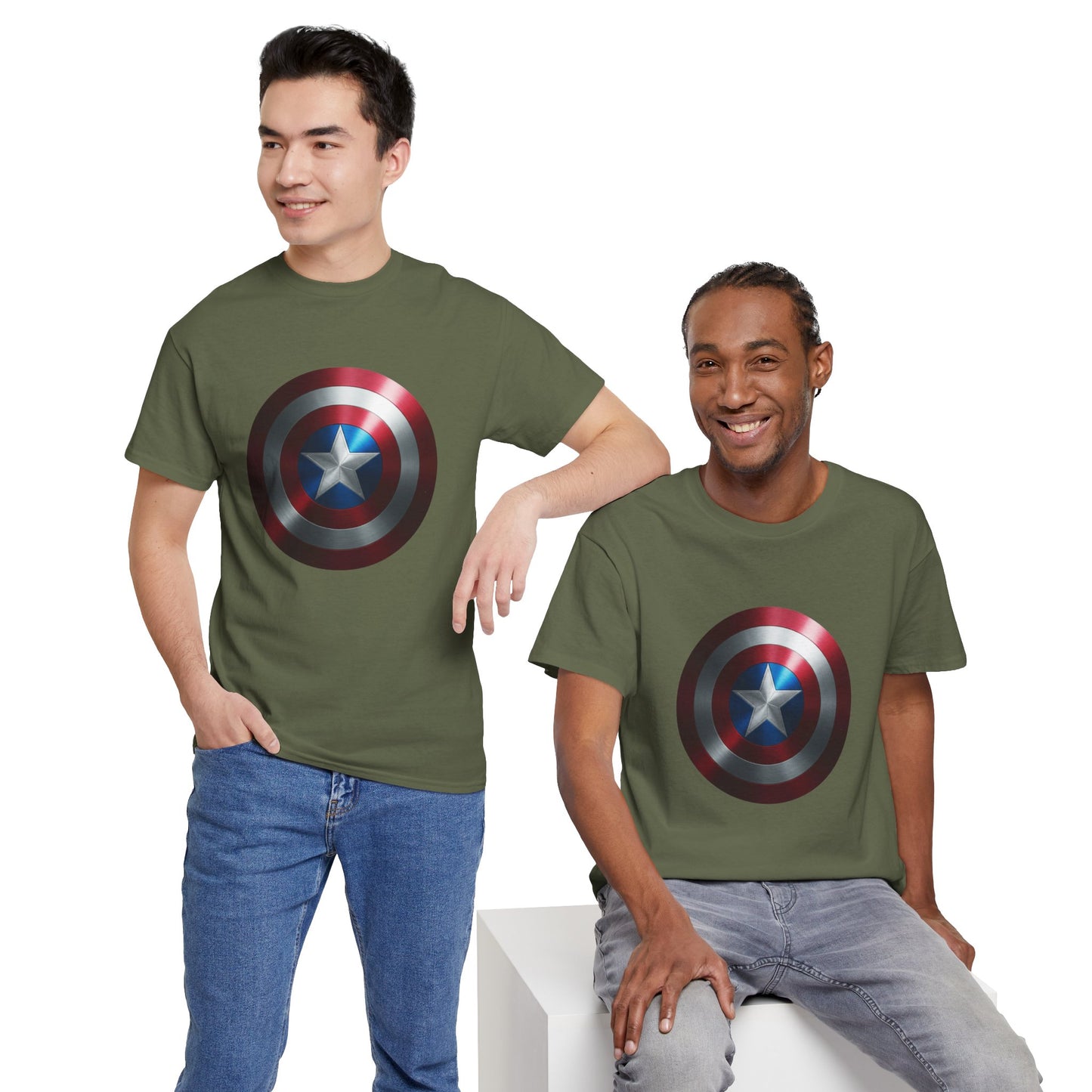 Patriotic Hero Shield Shirt – Star Emblem Graphic Tee – Super Soldier Gift – Comic Inspired Unisex Shirt – Cosplay Convention Top