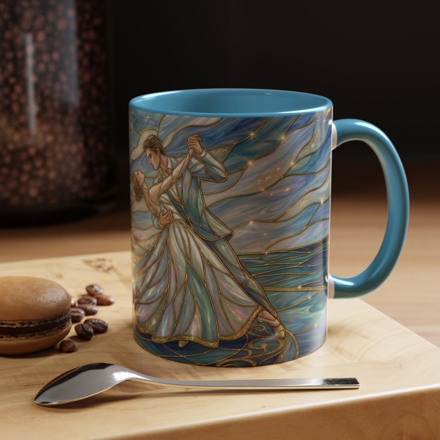 Stained Glass Mug, Dancing Couple Coffee Cup, Romantic Anniversary Gift, Ballroom Dancer Tea Cup, Wedding Present For Couple, Art Mug