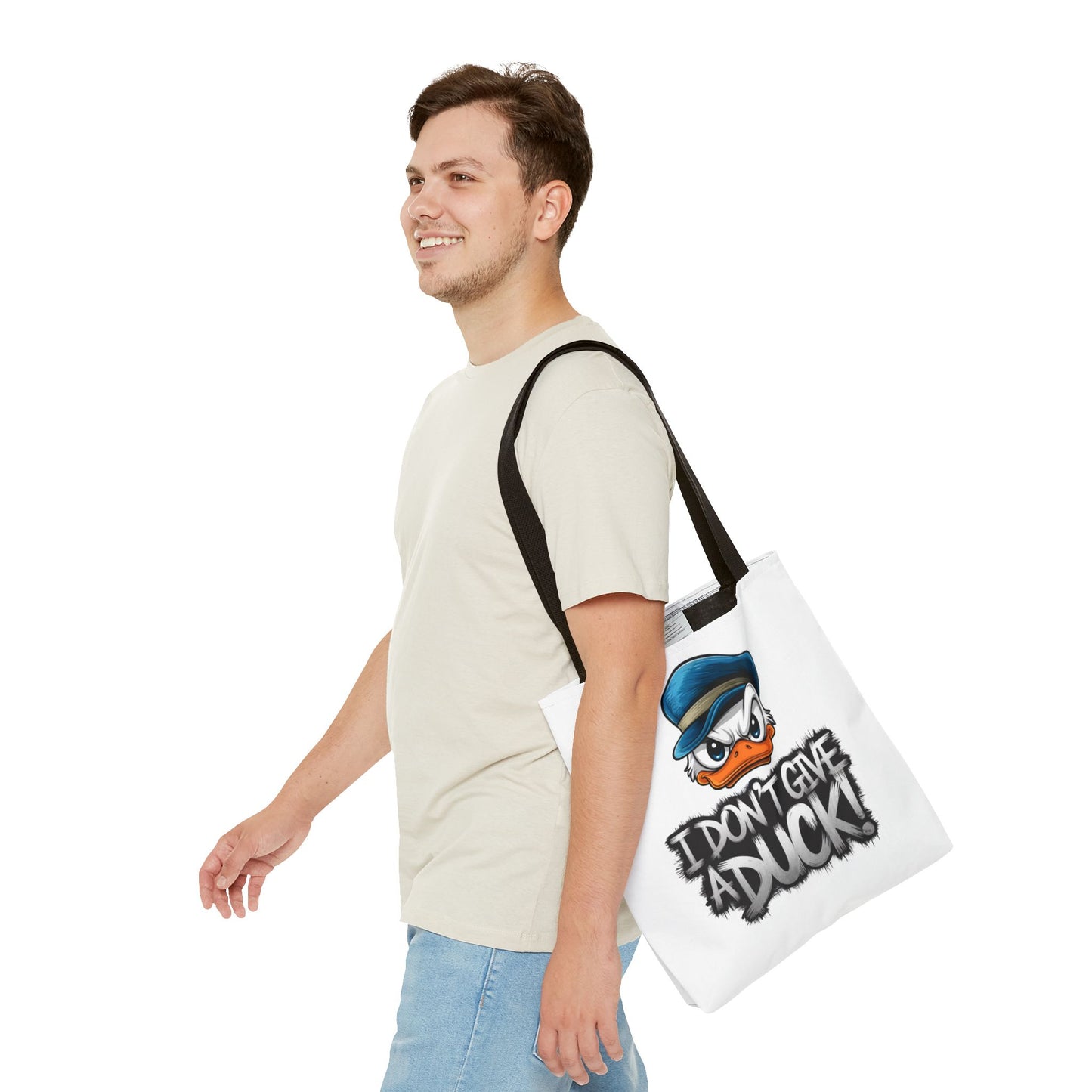 Funny Grumpy Duck Tote Bag | I Don’t Give A Duck Canvas Tote | Eco Reusable Cotton Gift Tote | Cute Animal Humor Market Bag