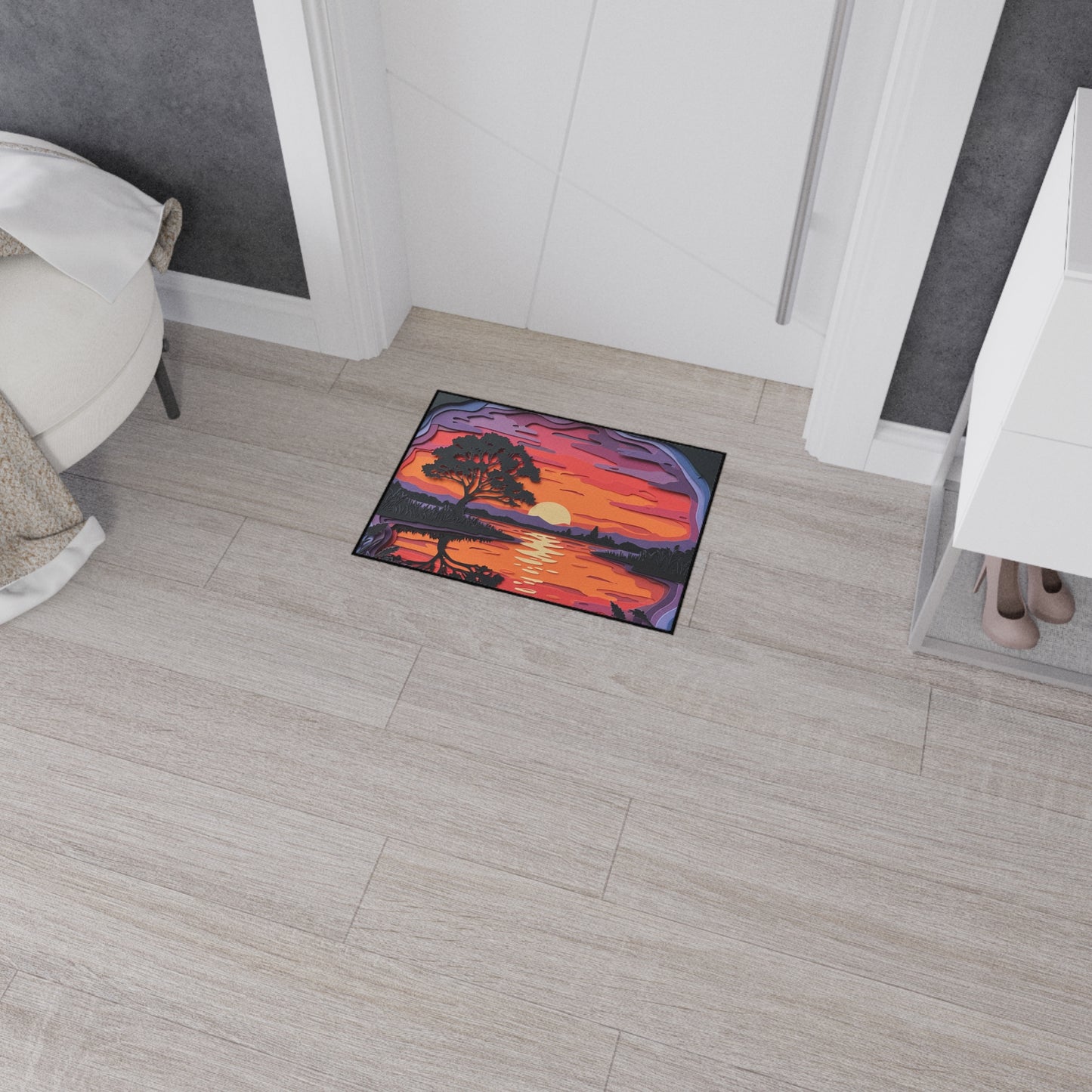 Floor Mat - Paper Art Sunset design