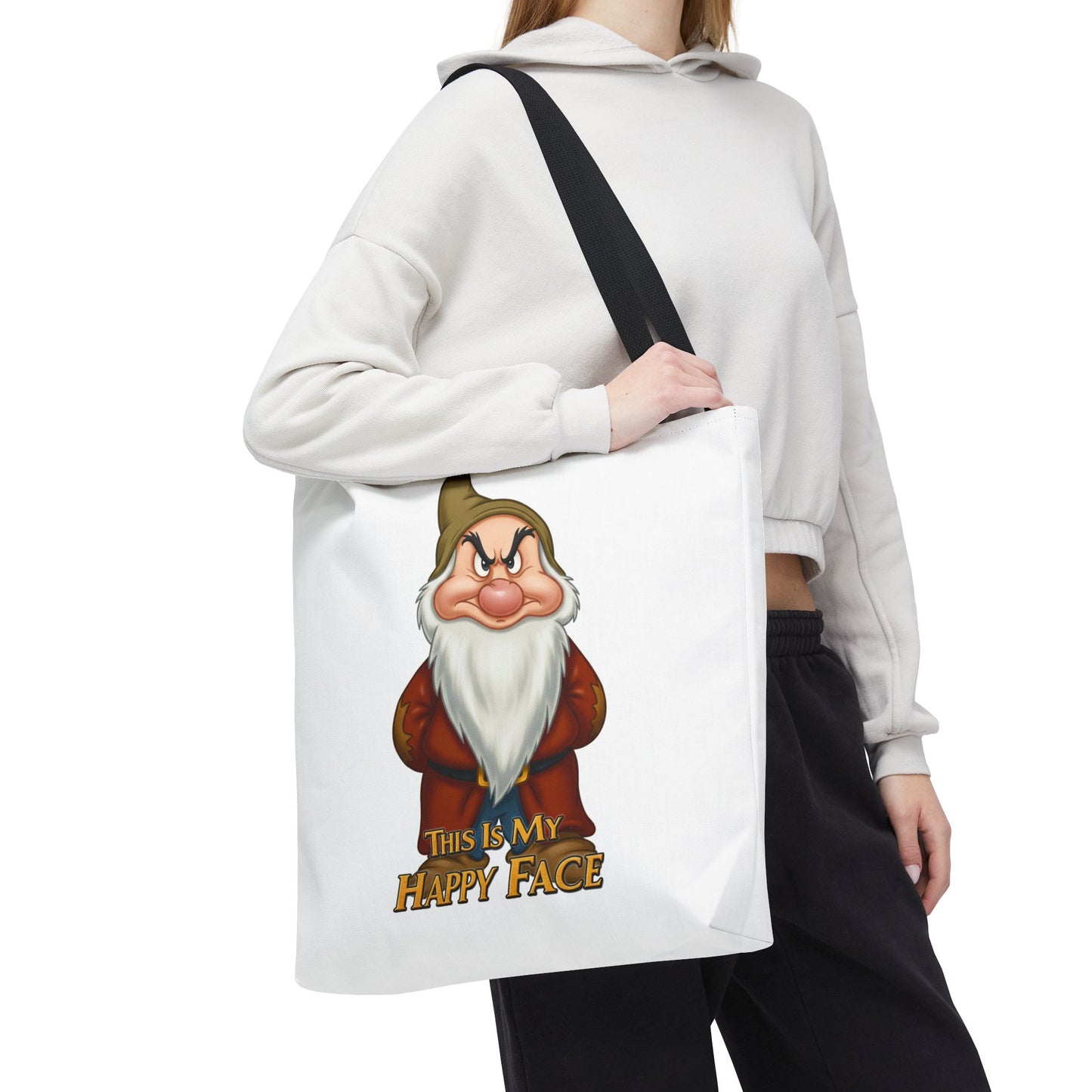 Grumpy Dwarf Tote Bag - "This Is My Happy Face"