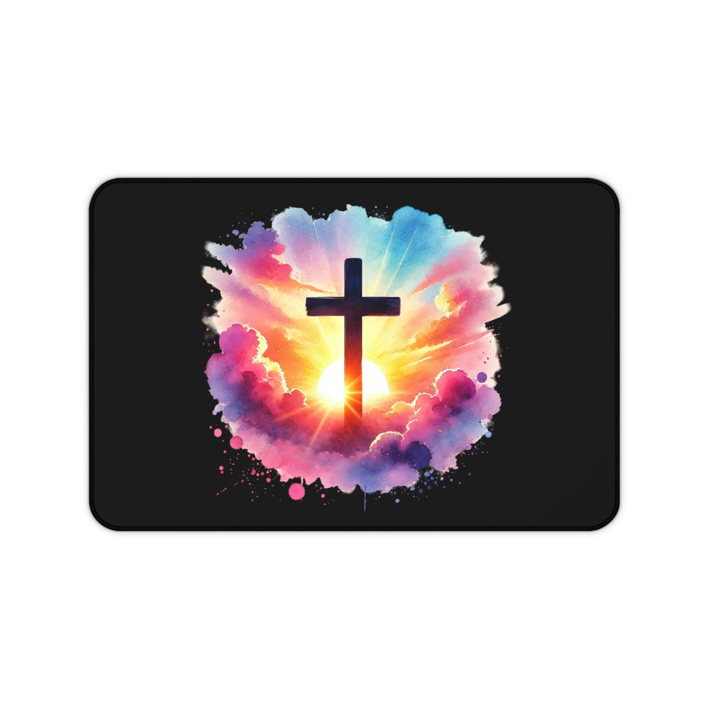 Inspirational Watercolor Christian Desk Mat, Easter Mouse Pad, Faith Decor, Religious Desk Mat, Cross Mouse Pad Desk Mat