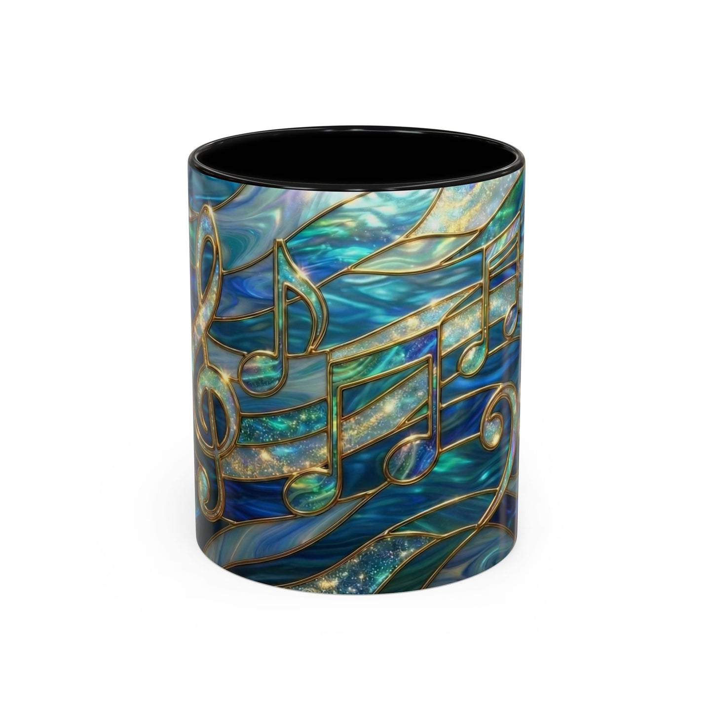 Music Notes Mug, Music Lover Coffee Cup, Stained Glass Music Mug, Musician Gift, Piano Teacher Mug, Aesthetic Music Cup
