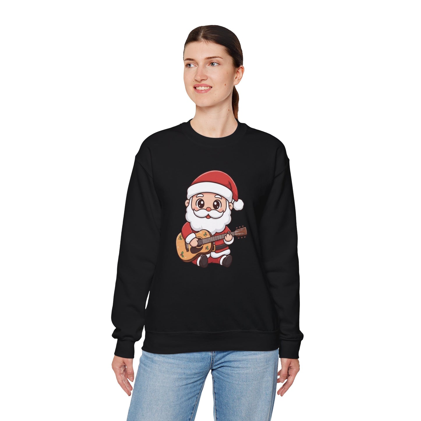 Cute Santa Guitar Sweatshirt | Christmas Music Lover Sweater | Holiday Crewneck | Funny Santa Musician Shirt | Cozy Xmas Gift for Him or Her