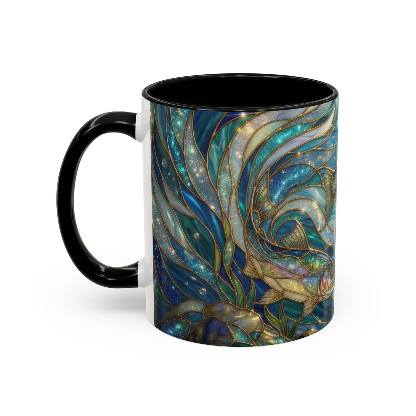 Stained Glass Fish Mug, Fishing Coffee Mug, Trout Art Mug, Fisherman Gift Cup, Wildlife Nature Mug, Angler Gift Mug