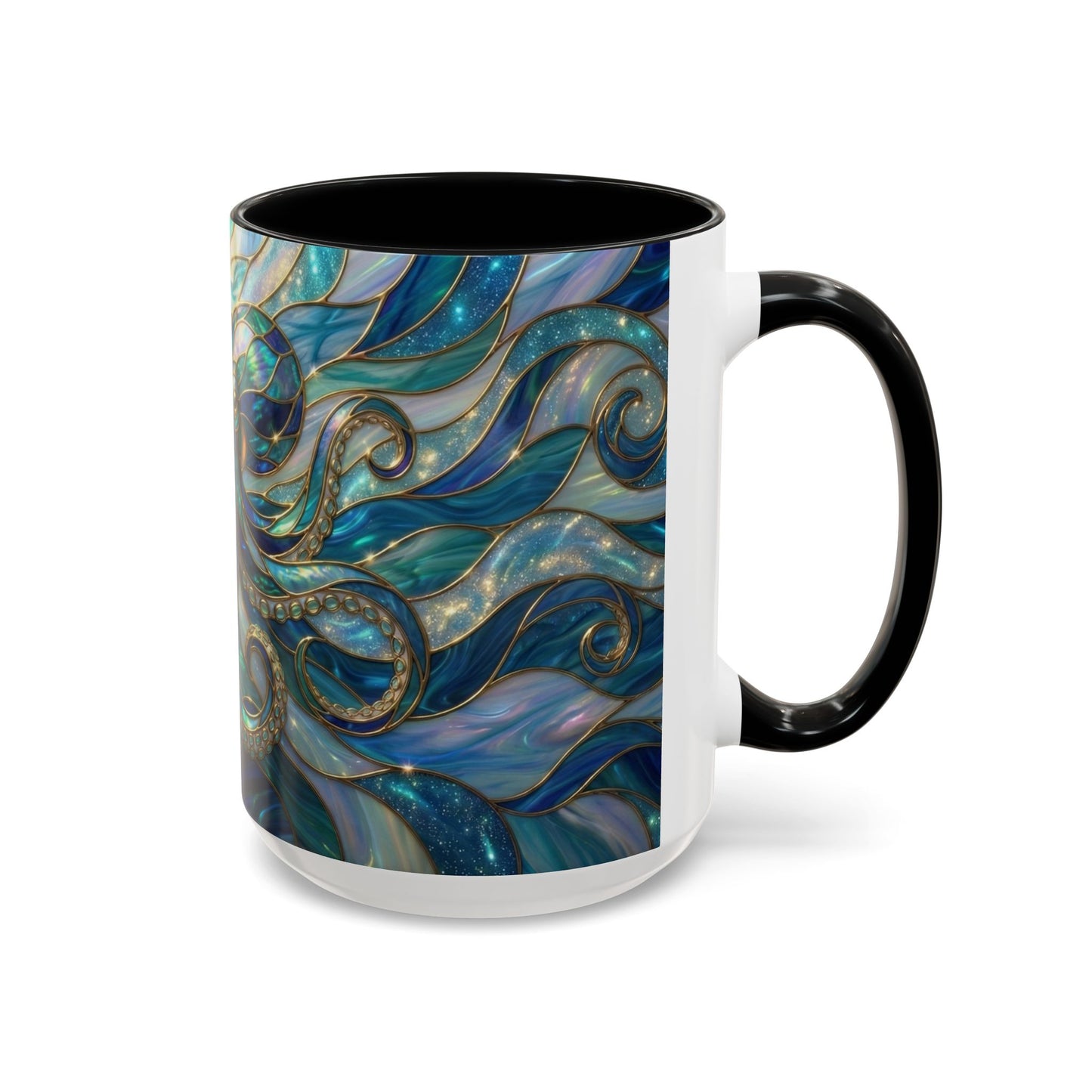 Stained Glass Octopus Mug, Octopus Coffee Mug, Ocean Art Mug, Nautical Decor Cup, Sea Creature Mug, Octopus Lover Gift