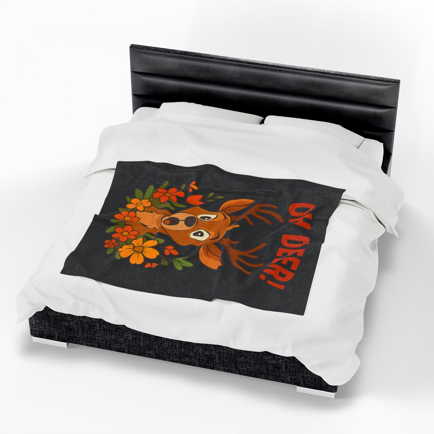 Plush Blanket - Startled Deer Oh Deer Design Wildlife Decor Deer Throw Animal Decor