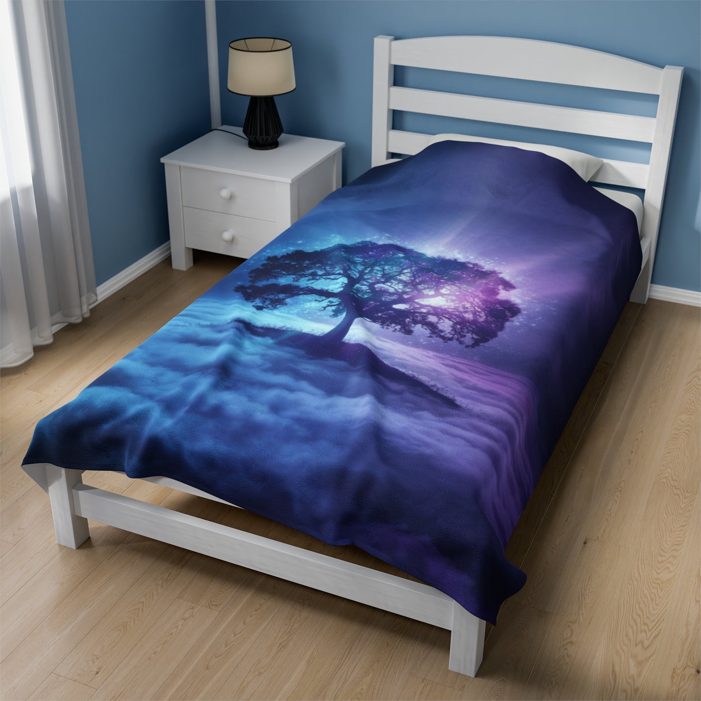 Plush Blanket Dreamy Tree in the Clouds Design