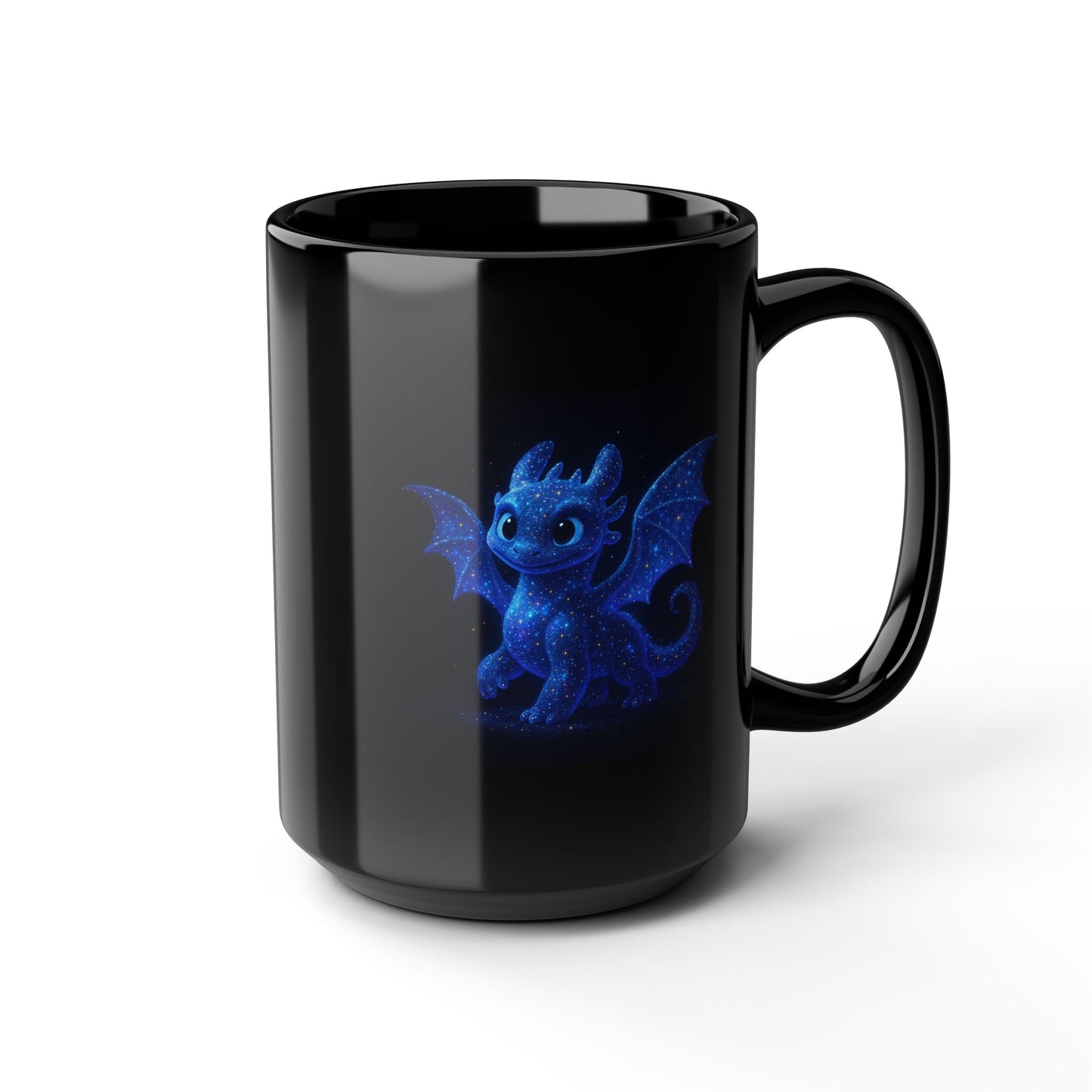Cute Dragon Coffee Mug, Baby Dragon Mug, Galaxy Dragon Art Mug, Fantasy Coffee Cup, Kawaii Dragon Gift, 11oz 15oz Black Mug