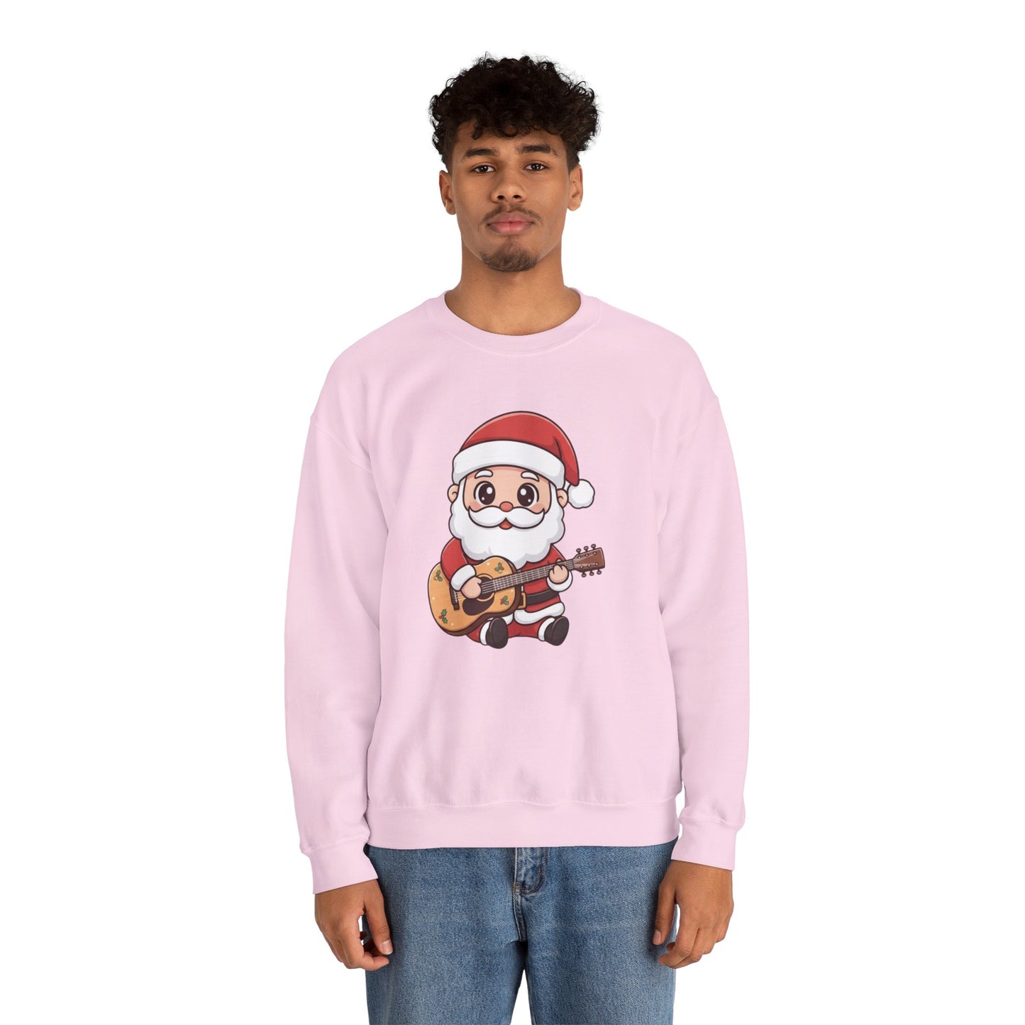 Cute Santa Guitar Sweatshirt | Christmas Music Lover Sweater | Holiday Crewneck | Funny Santa Musician Shirt | Cozy Xmas Gift for Him or Her