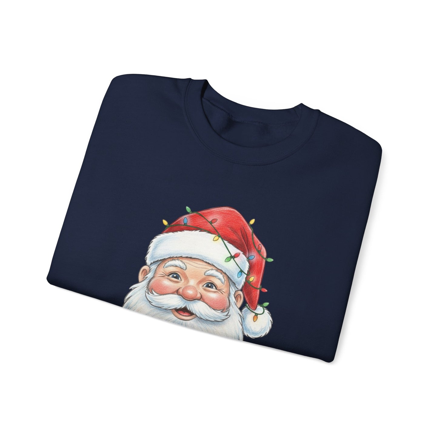Santa Claus Christmas Sweatshirt, Vintage Santa Crewneck, Holiday Santa Face Sweater, Cute Christmas Lights Santa Shirt, Funny Xmas Sweatshirt