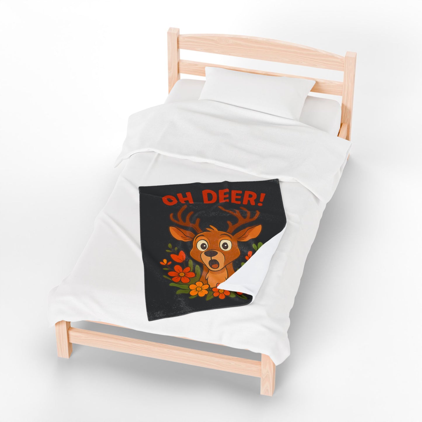 Plush Blanket - Startled Deer Oh Deer Design Wildlife Decor Deer Throw Animal Decor