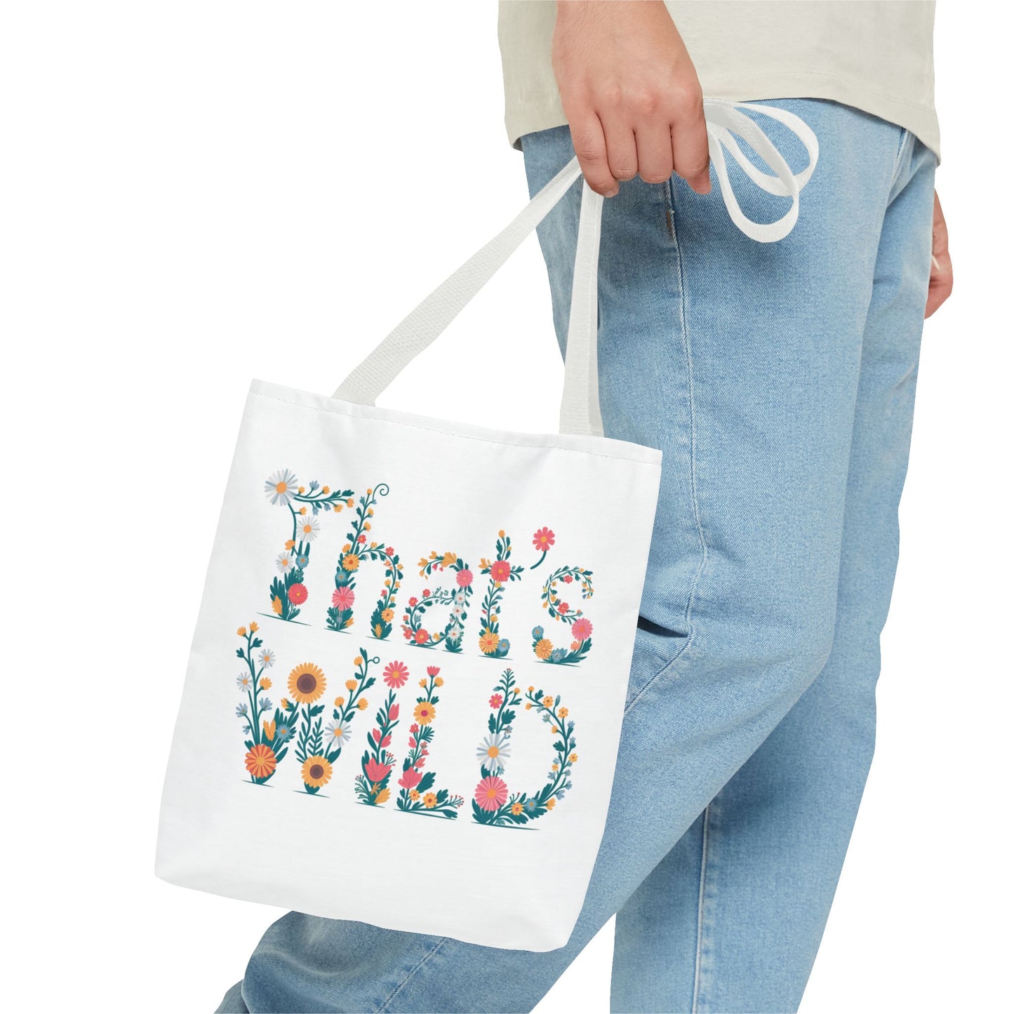 That’s Wild Floral Tote Bag – Cute Boho Canvas Bag With Colorful Flower Lettering, Eco Reusable Shopping Tote, Nature Lover Gift For Everyday Style
