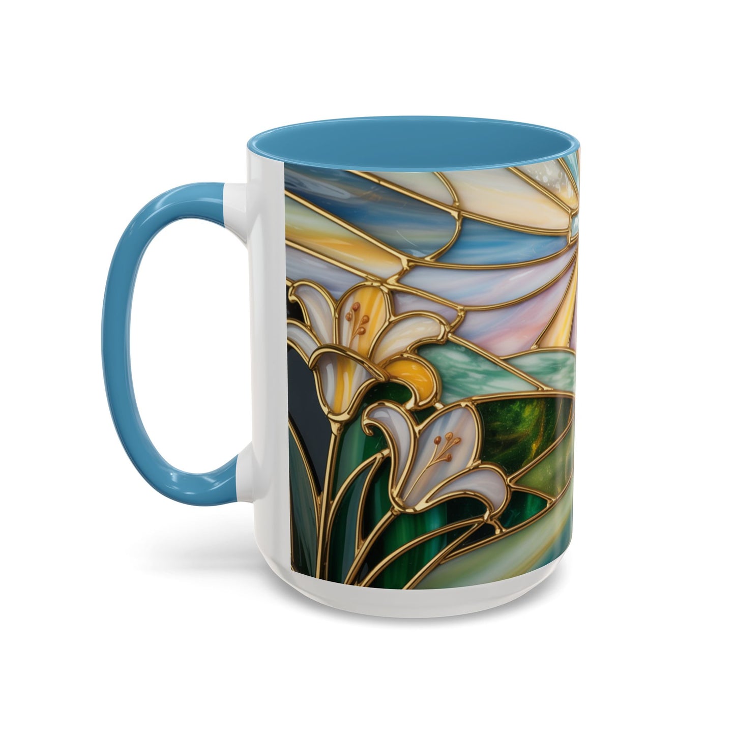 Stained Glass Cross Christian Mug • Inspirational Religious Coffee Cup • Colorful Faith Gift • Bible Verse Style Art • 11oz & 15oz