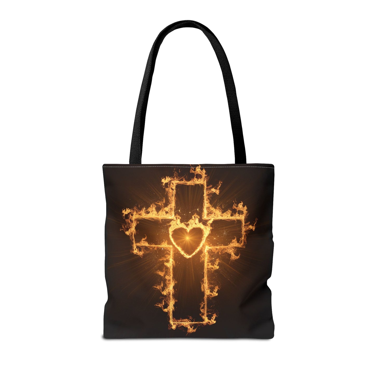 Stylish Flame Cross Tote Bag - Faith-Inspired Fashion