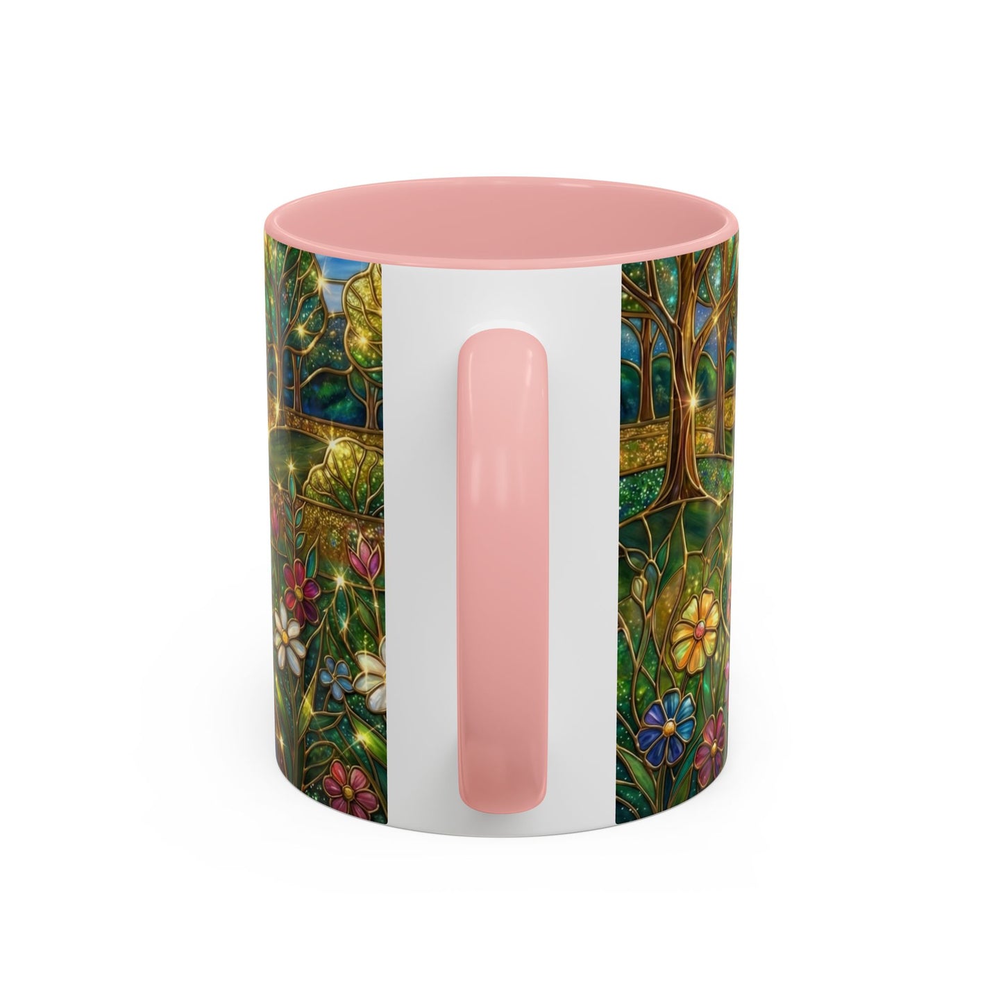 Stained Glass Mug, River Landscape Coffee Cup, Nature Lover Gift, Floral Tea Mug, Gardener Present, Art Teacher Gift, Colorful Scenery Cup