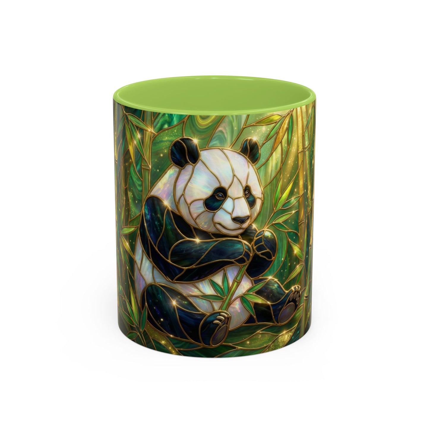 Stained Glass Panda Mug, Panda Coffee Mug, Bamboo Panda Cup, Cute Panda Gift, Nature Animal Mug, Wildlife Art Mug, Panda Lover Gift