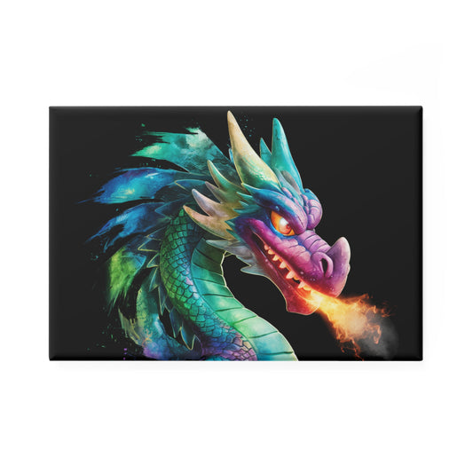 Fire Breathing Dragon Magnet | Fantasy Fridge Art | Colorful Dragon Decor | DnD Gift for Gamer | Mythical Beast Refrigerator Magnet