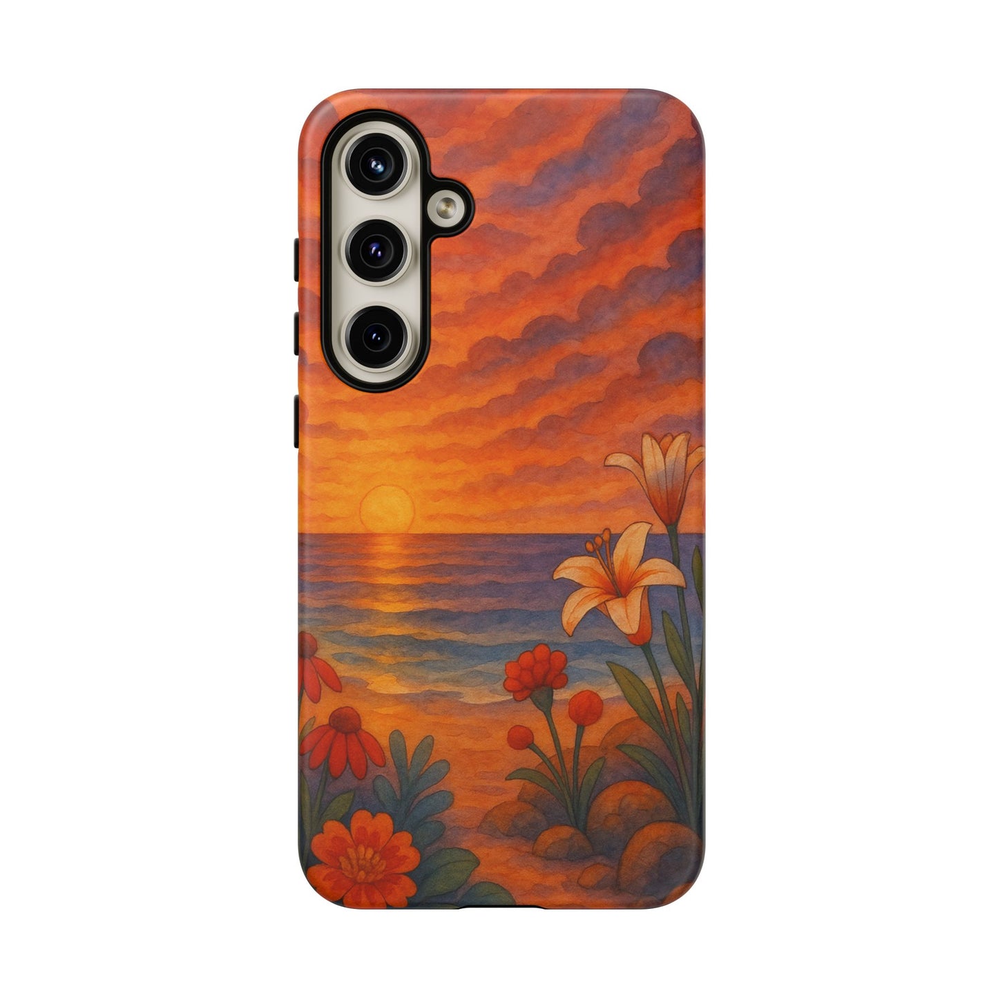 Samsung Case - Floral Ocean Sunset Watercolor Nautical Phone Case Beach Samsung Case Ocean Sunset Theme