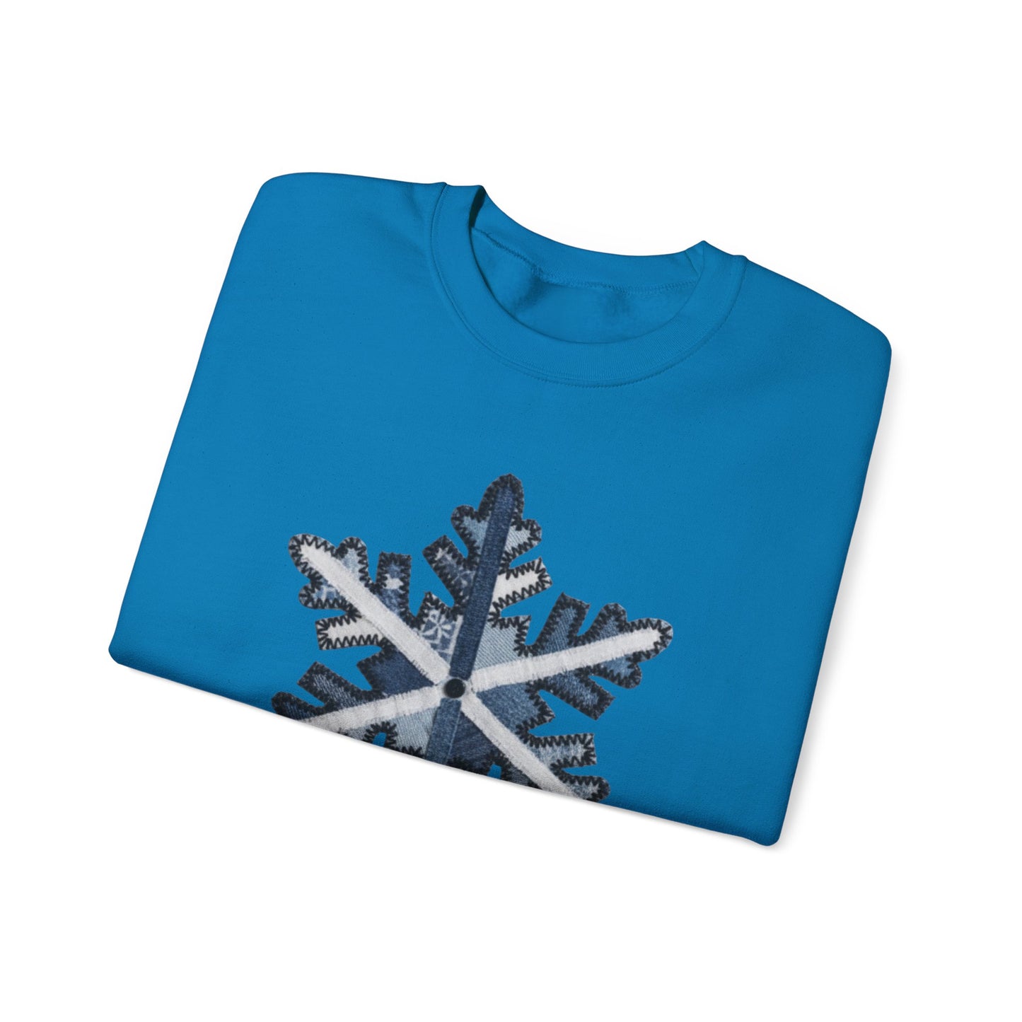 Faux Patchwork Snowflake Sweatshirt, Winter Snowflake Crewneck, Cozy Christmas Sweatshirt, Holiday Patchwork Sweater, Winter Gift
