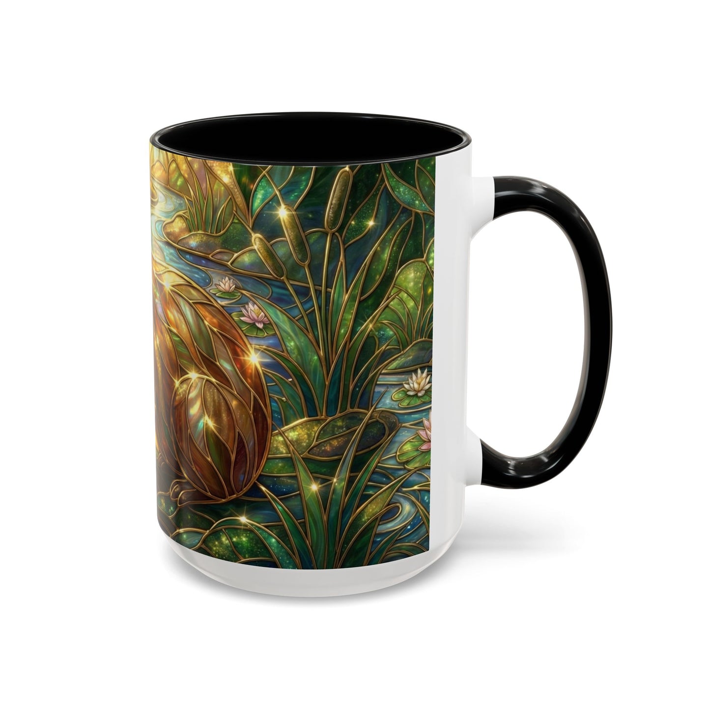 Capybara Coffee Mug, Stained Glass Capybara Art Mug, Cute Animal Lover Gift, Nature Inspired Ceramic Coffee Cup, Unique Wildlife Mug, 11oz 15oz