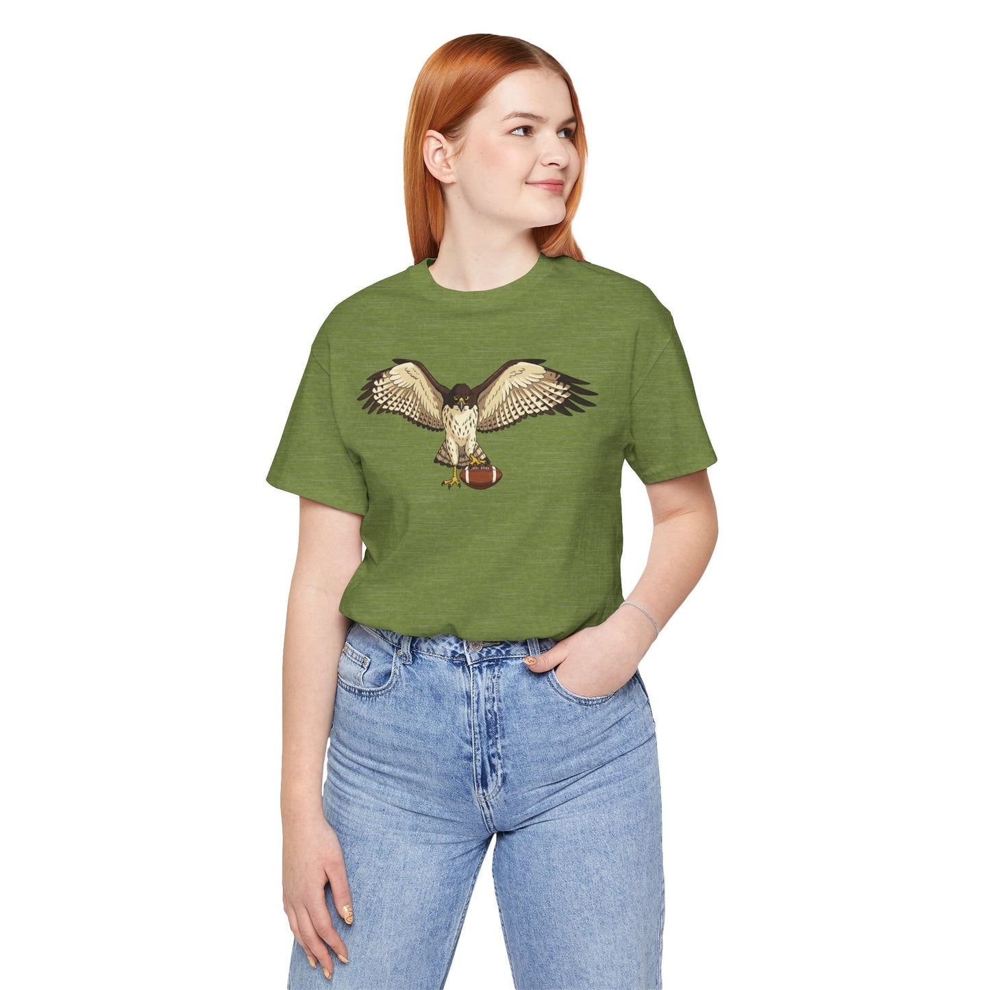 Hawk Football Shirt, Hawk Holding Football T Shirt, Football Mascot Tee, Bird Of Prey Shirt, Sports Fan Gift, Game Day Hawk Tee