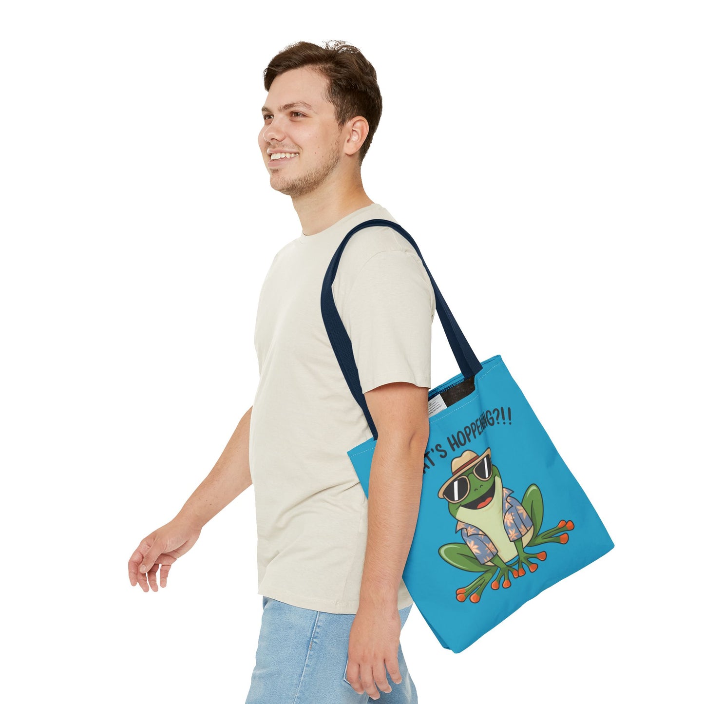 Frog Tote Bag - What's Hoppening Pun Design