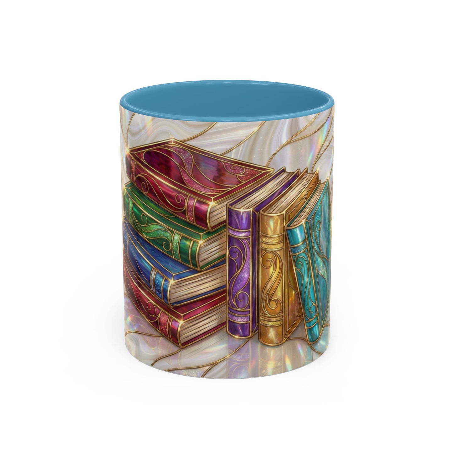 Book Lover Coffee Mug, Stained Glass Books Mug, Reading Gift For Bookworms, Library Aesthetic Mug, Booktok Mug, Ceramic Coffee Cup