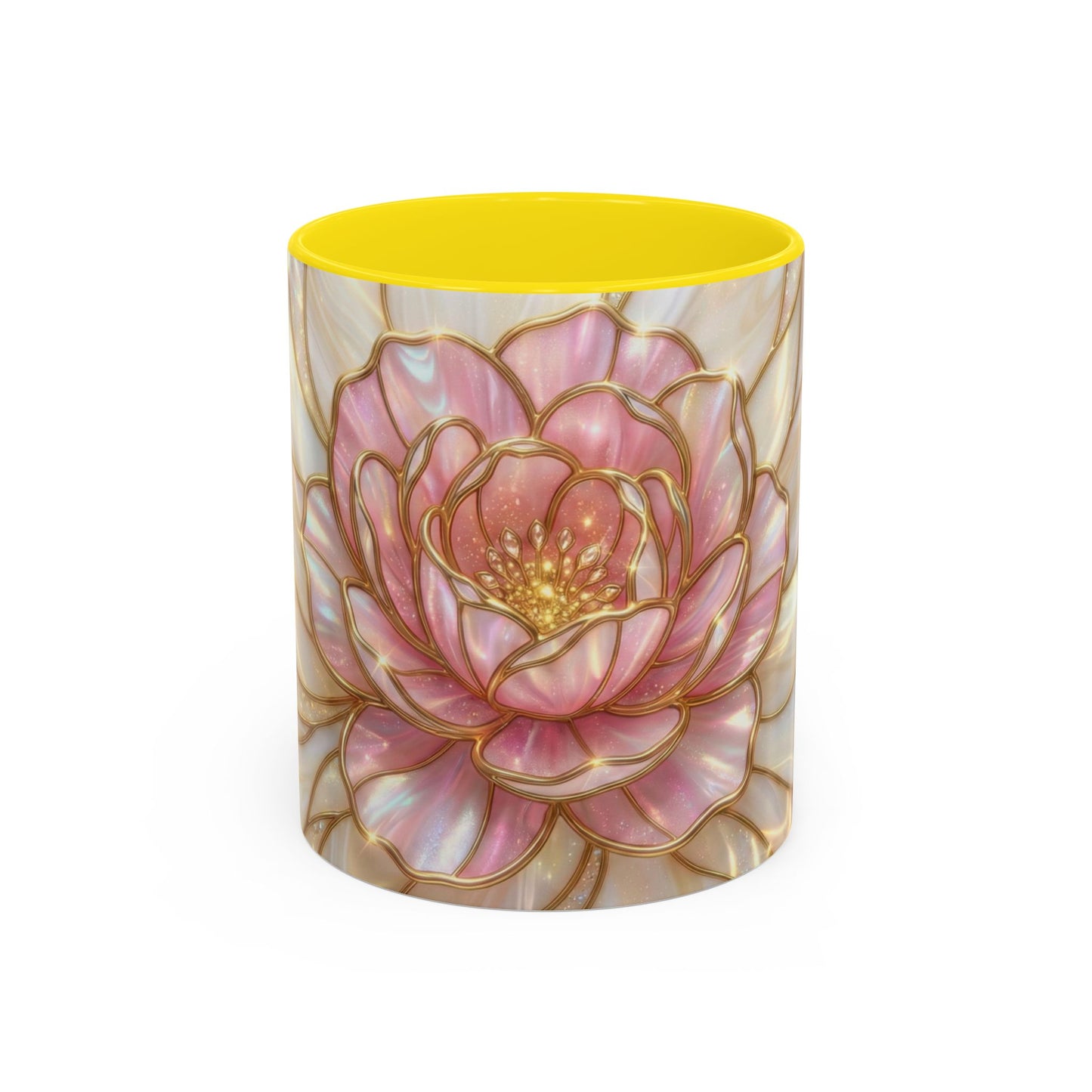 Pink Peony Stained Glass Mug, Gold Floral Coffee Cup, Elegant Flower Gift For Her, Fairycore Tea Cup, Mothers Day Present, Pearl Art Decor