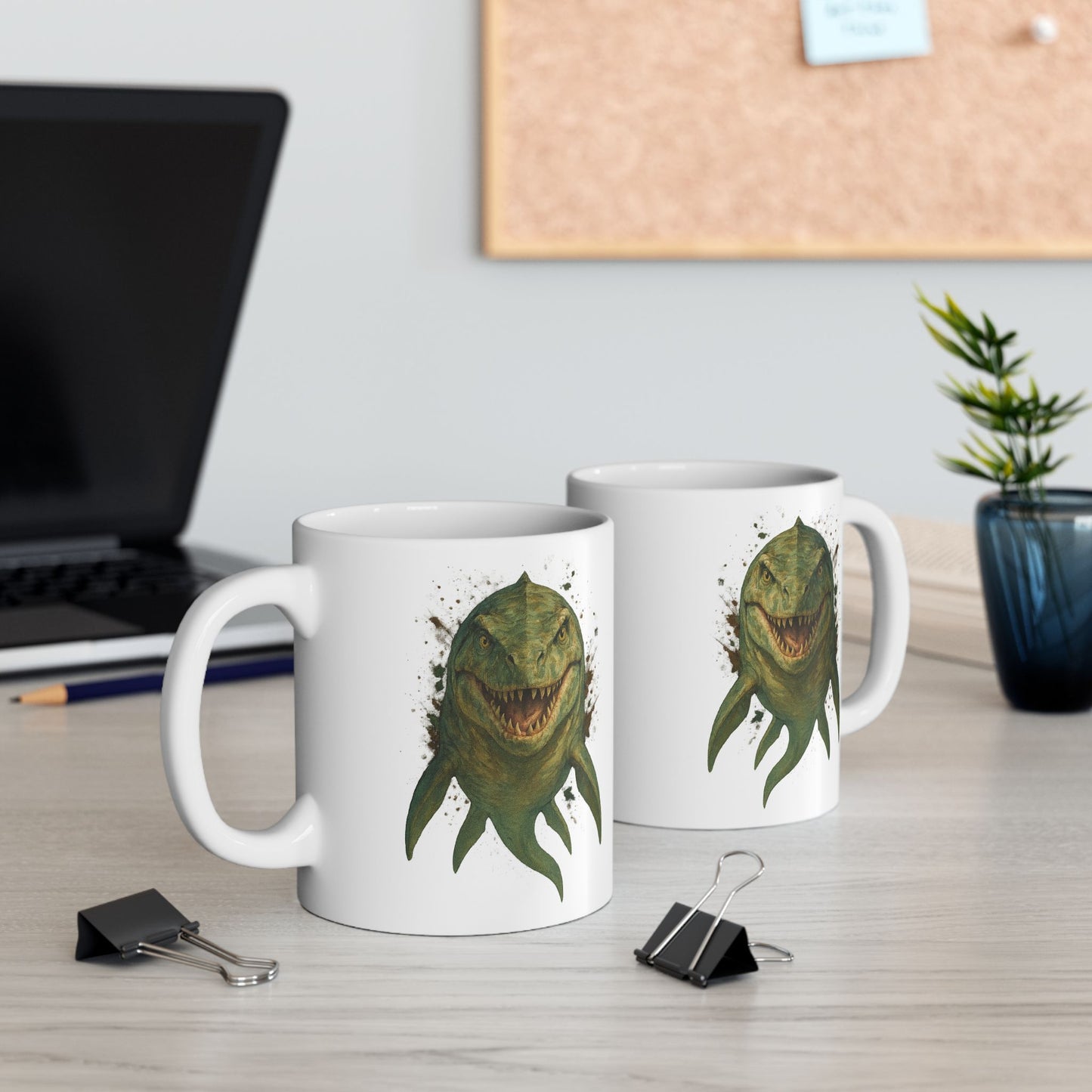 Mosasaurus Ceramic Mug - Dinosaur Coffee Cup | Prehistoric Tidal Beast Gift for Paleontology Fans | 11oz/15oz Dishwasher Safe Jurassic Cup