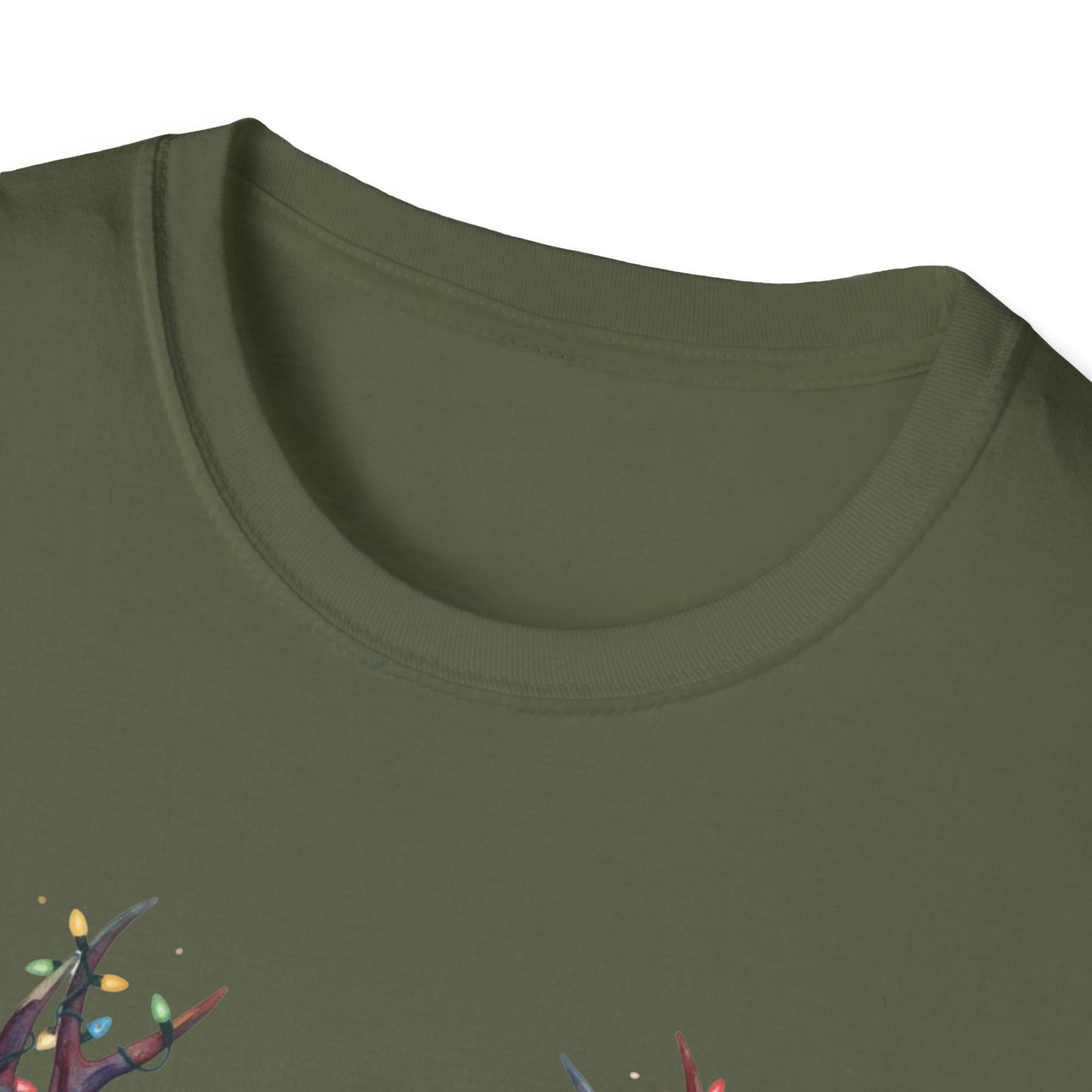 Christmas Deer Shirt, Watercolor Buck T-Shirt, Deer With Christmas Lights Tee, Holiday Wildlife Art Shirt, Colorful Deer Head Xmas Tee