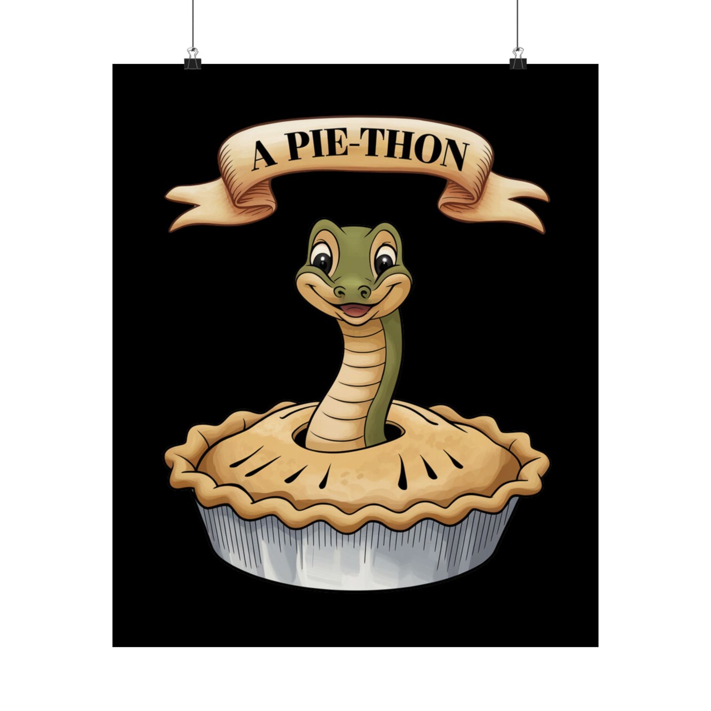 Vertical Poster - Funny 'Pie-Thon' Snake in Pie Joke Print