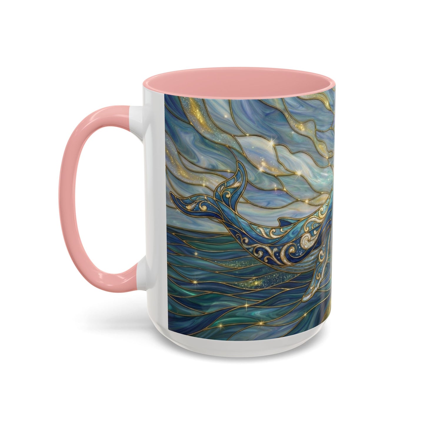 Whimsical Whale & Giraffe Accent Coffee Mug — Artistic Ocean-Sky Illustration (11/15oz)