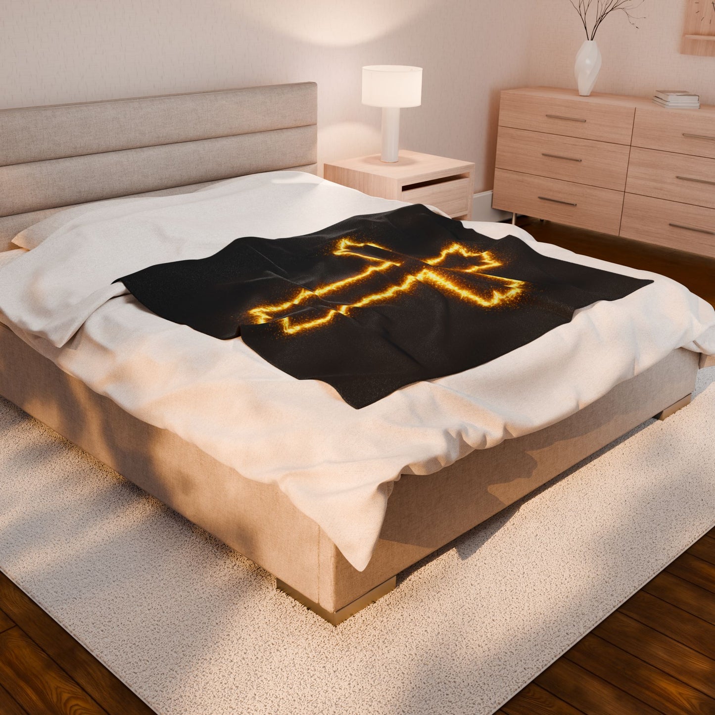 Inspirational Cross Velveteen Plush Blanket - Cozy Religious Throw for Faith and Comfort
