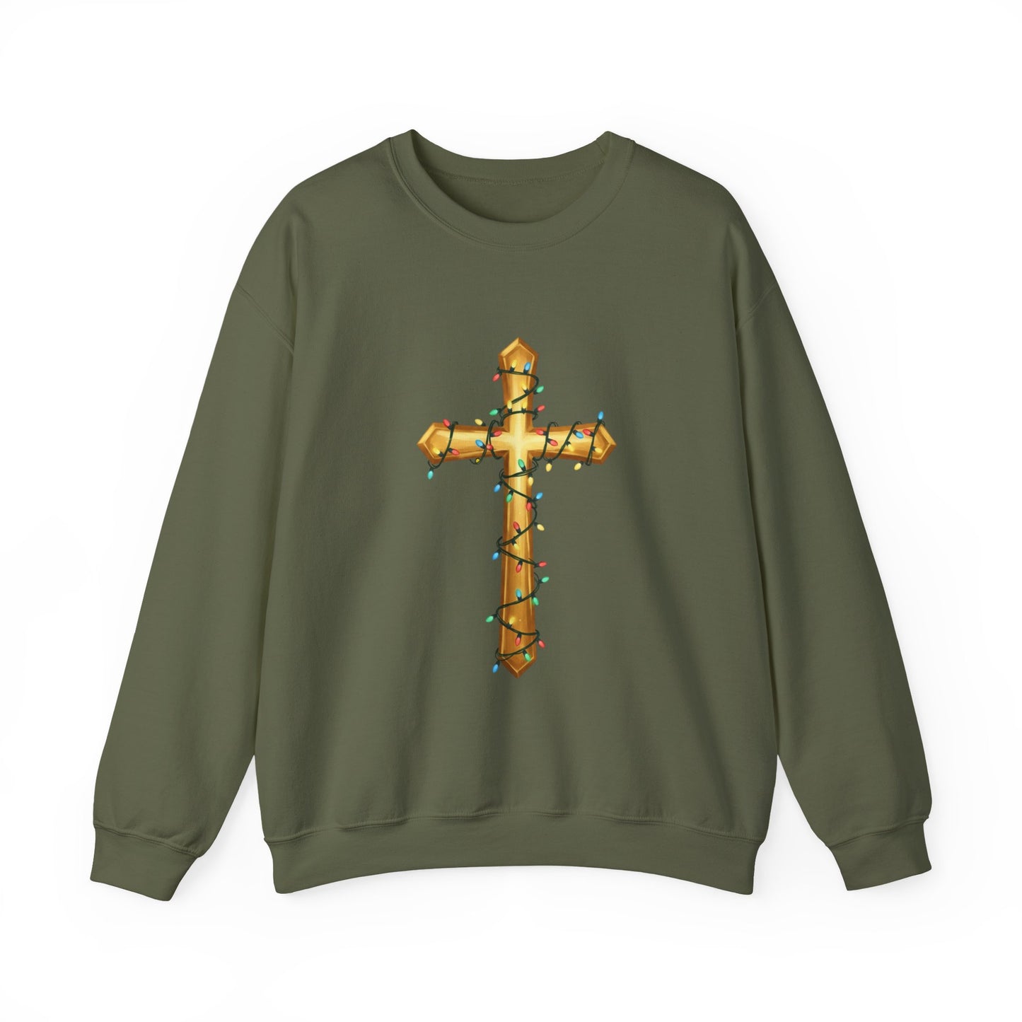 Christmas Cross Lights Sweatshirt, Christian Christmas Sweatshirt, Religious Holiday Cross Sweater, Jesus Christmas Gift, Faith