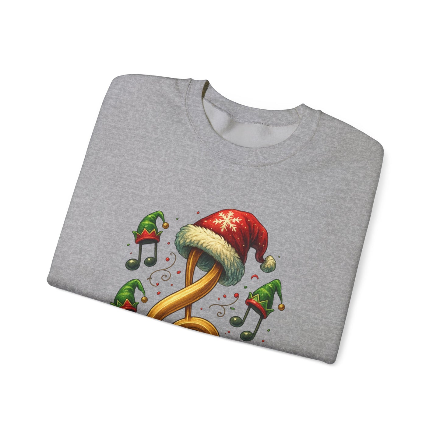 Christmas Music Note Sweatshirt, Holiday Treble Clef Sweater With Santa Hat, Festive Music Lover Gift, Cozy Winter Crewneck Unisex Top