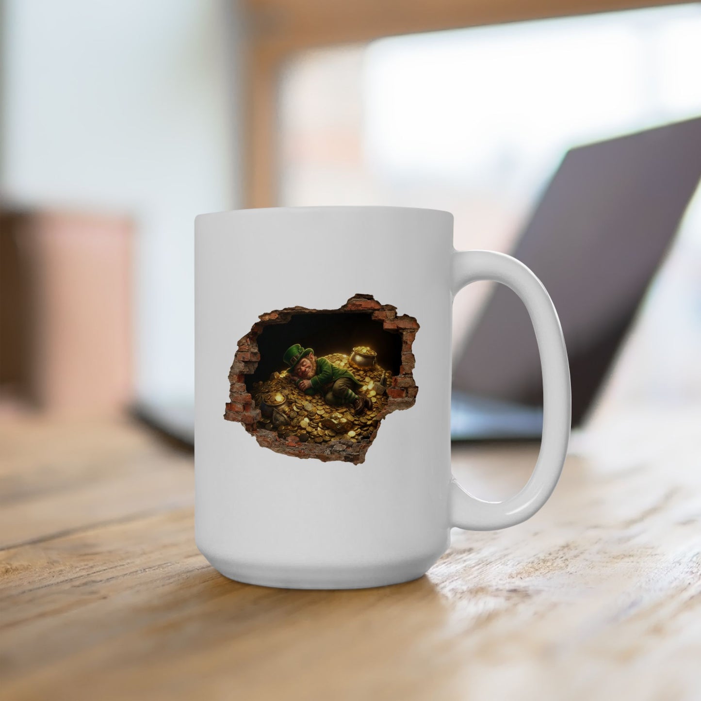 Leprechaun Coffee Mug, St Patricks Day Mug, Irish Gold Mug, Cute Leprechaun Art Cup, St Paddy Gift, Funny Irish Coffee Mug