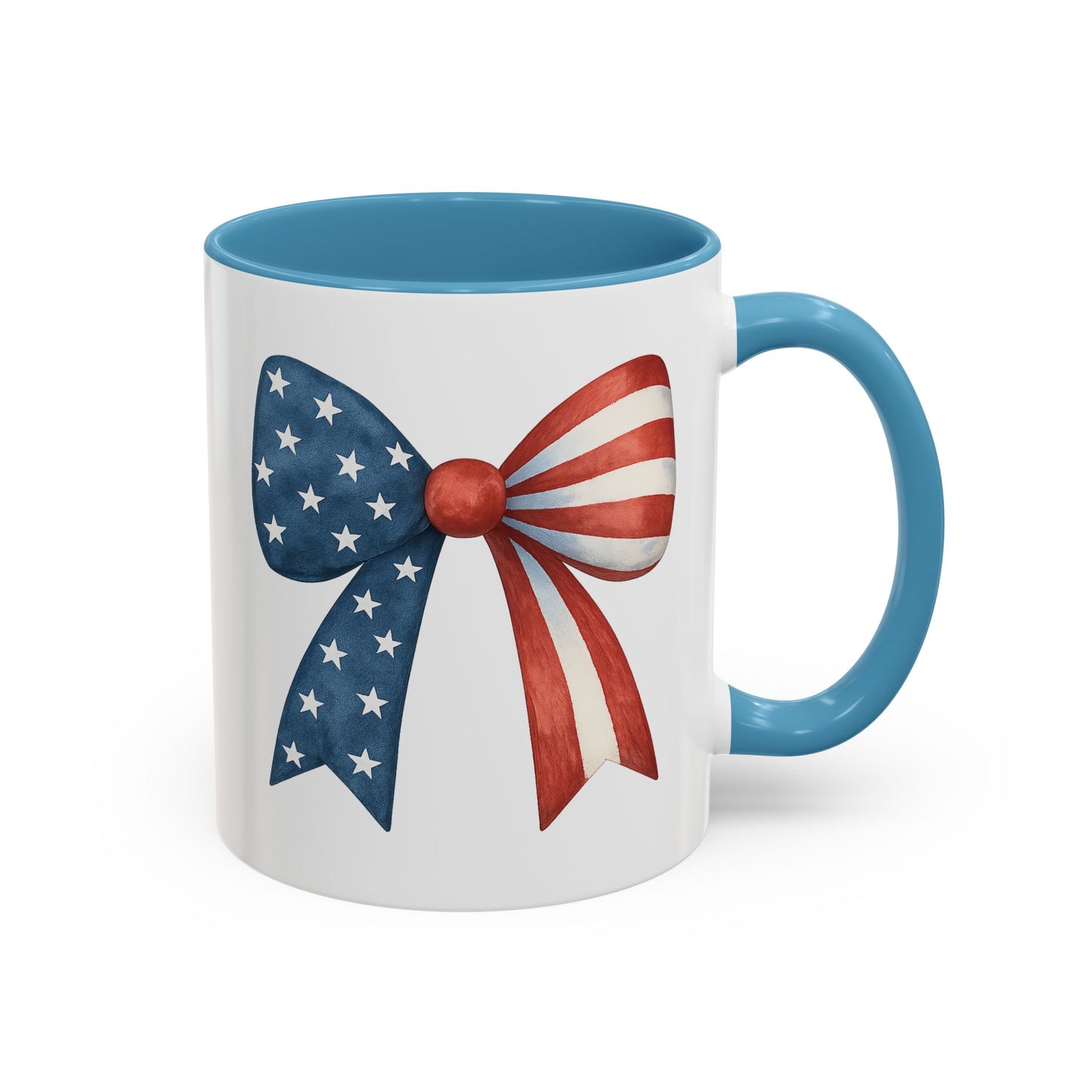 Patriotic Bow Mug | 4th of July Coffee Mug | American Flag Mug | USA Stars Stripes Cup | July 4th Gift Idea | Red White Blue Drinkware