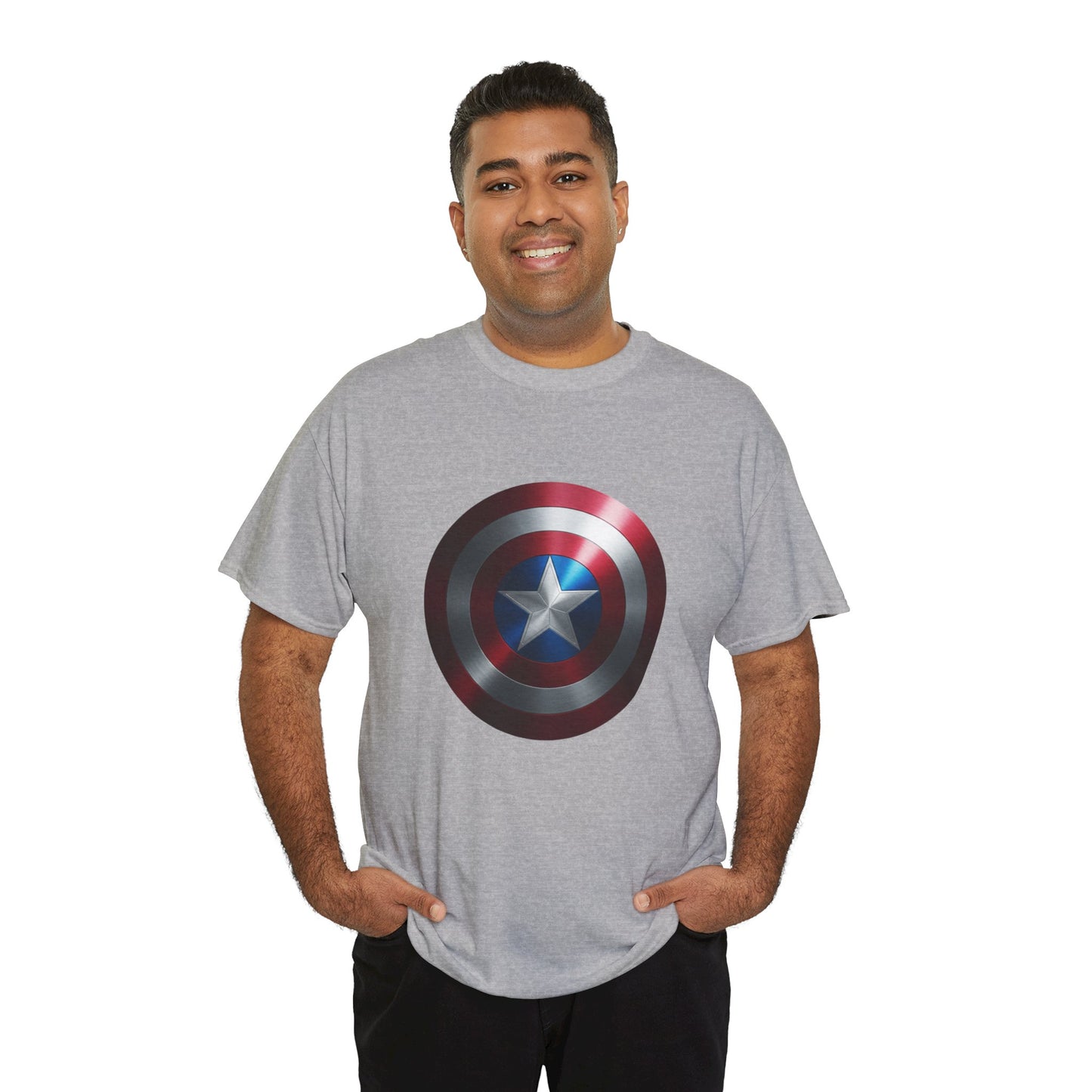 Patriotic Hero Shield Shirt – Star Emblem Graphic Tee – Super Soldier Gift – Comic Inspired Unisex Shirt – Cosplay Convention Top