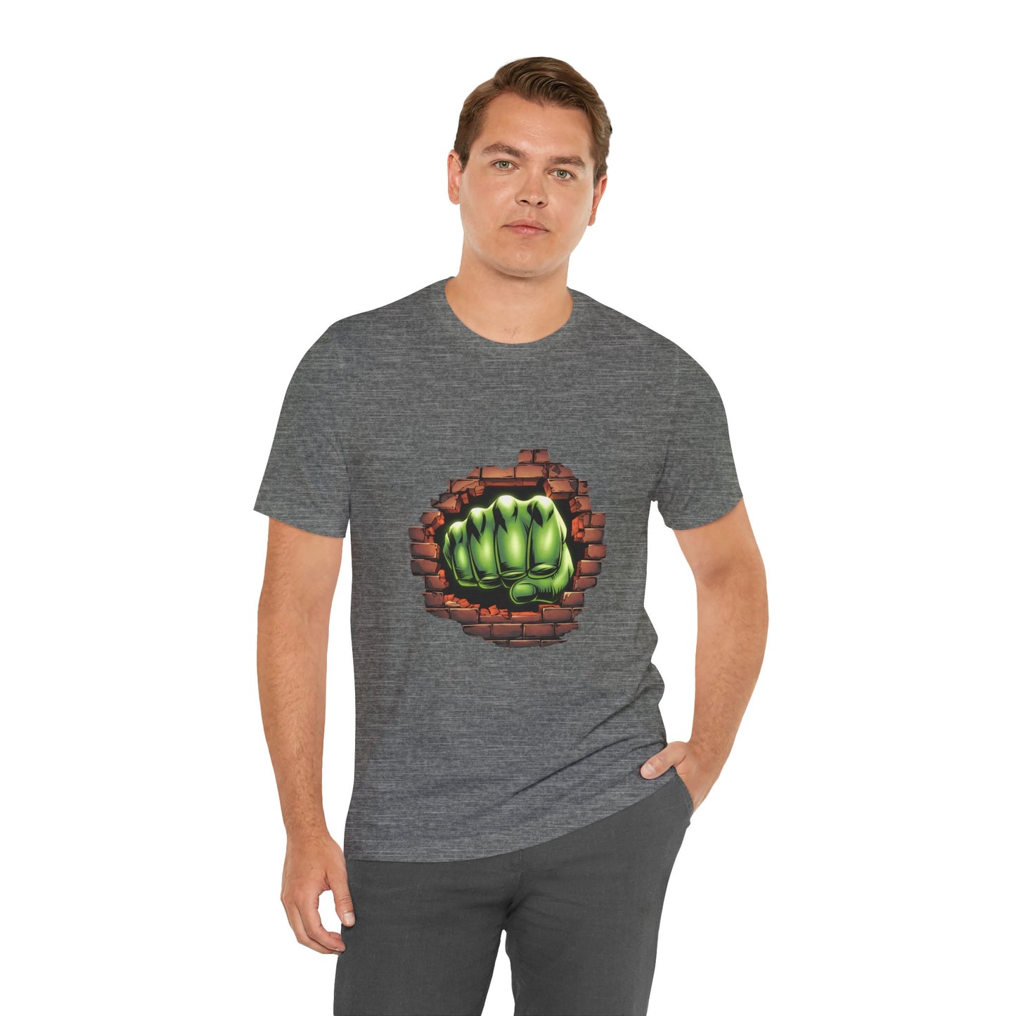 Green Hero Fist Graphic Tee – Superhero Shirt, Comic Pop Art, Gamer Gift, Y2K Dopamine Aesthetic, Funny Nerd Fashion, Unisex T‑shirt