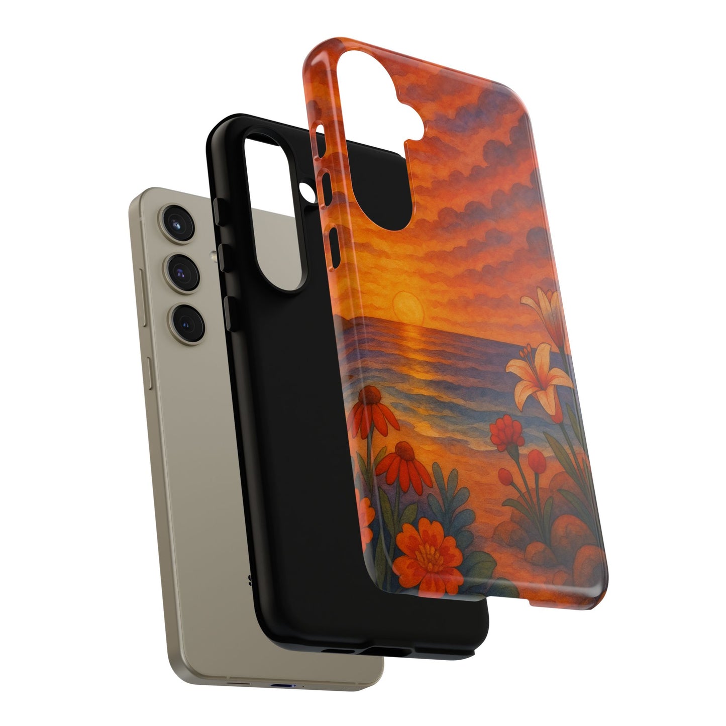 Samsung Case - Floral Ocean Sunset Watercolor Nautical Phone Case Beach Samsung Case Ocean Sunset Theme