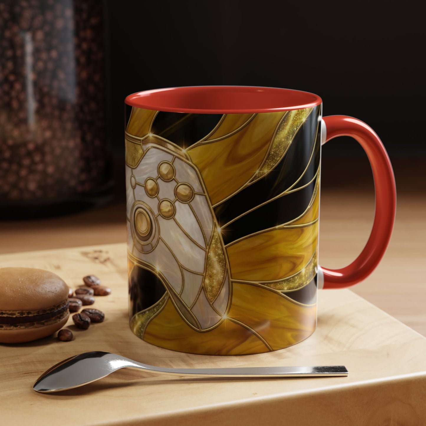 Stained Glass Gamer Mug, Gold Controller Coffee Cup, Video Game Gifts for Him, Gamer Boyfriend Gift, Teen Boy Gaming Mug, Desk Decor