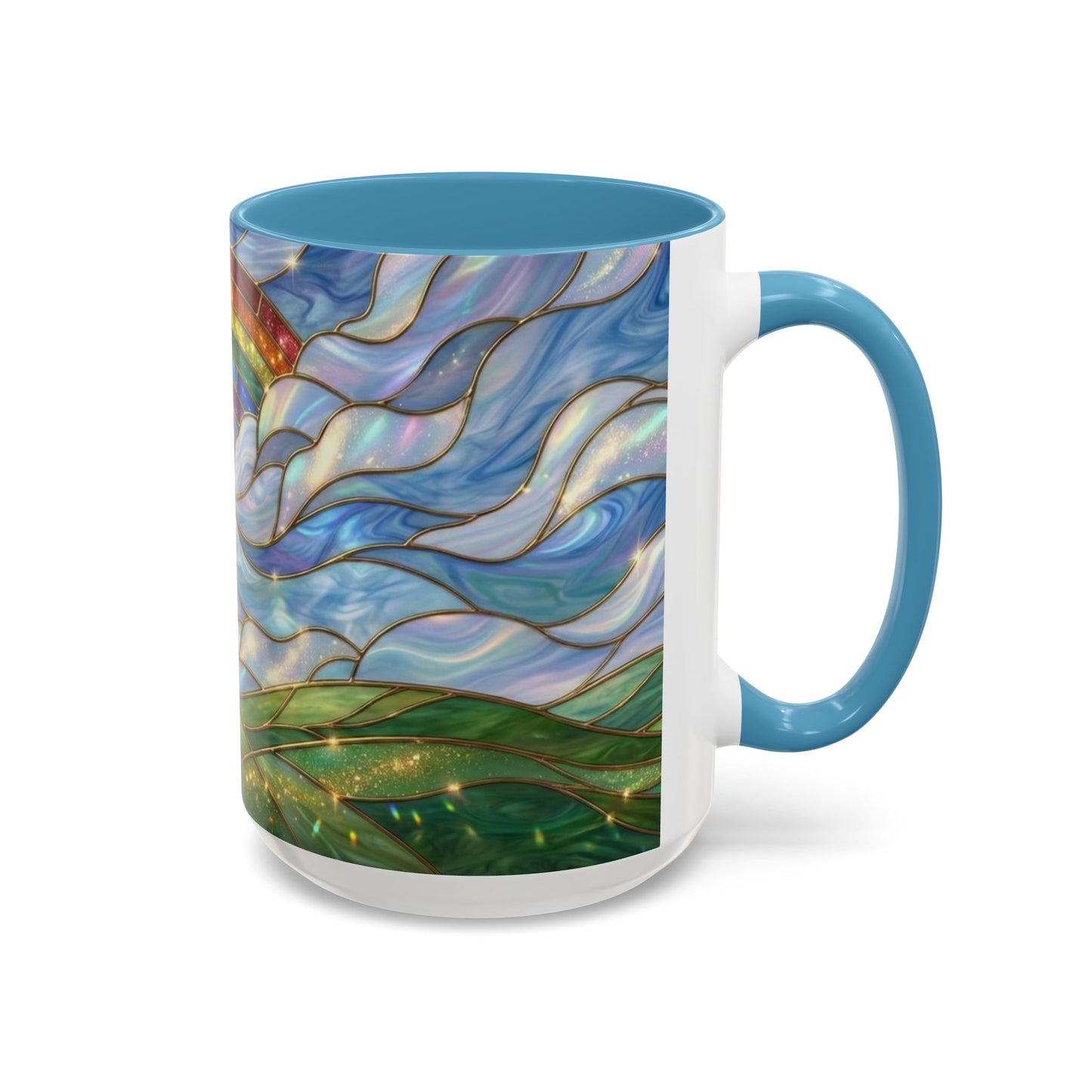 Stained Glass Rainbow Mug, Pot Of Gold Coffee Cup, St Patricks Day Gift, Whimsical Magical Art Mug, Lucky Irish Leprechaun Treasure