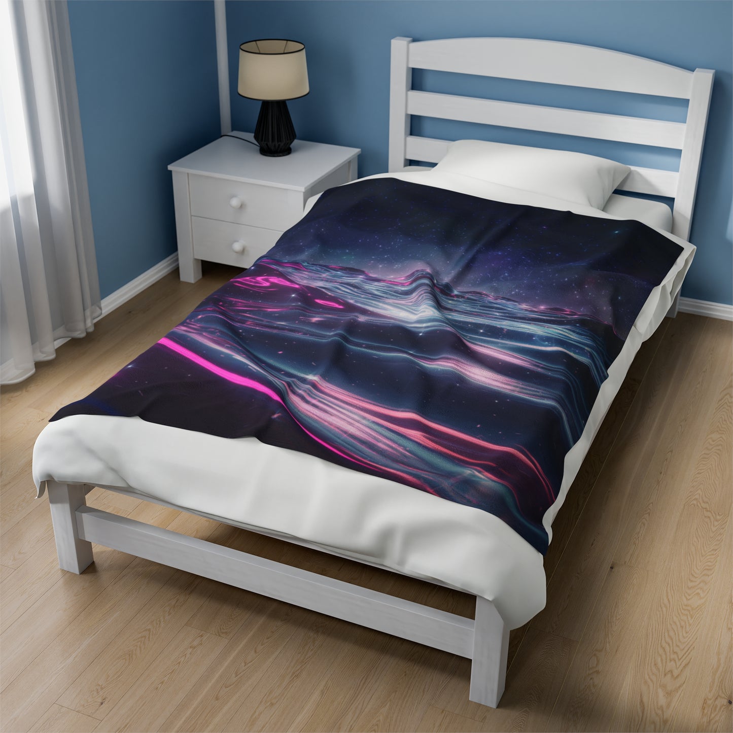 Plush Blanket with Galactic Ocean Design