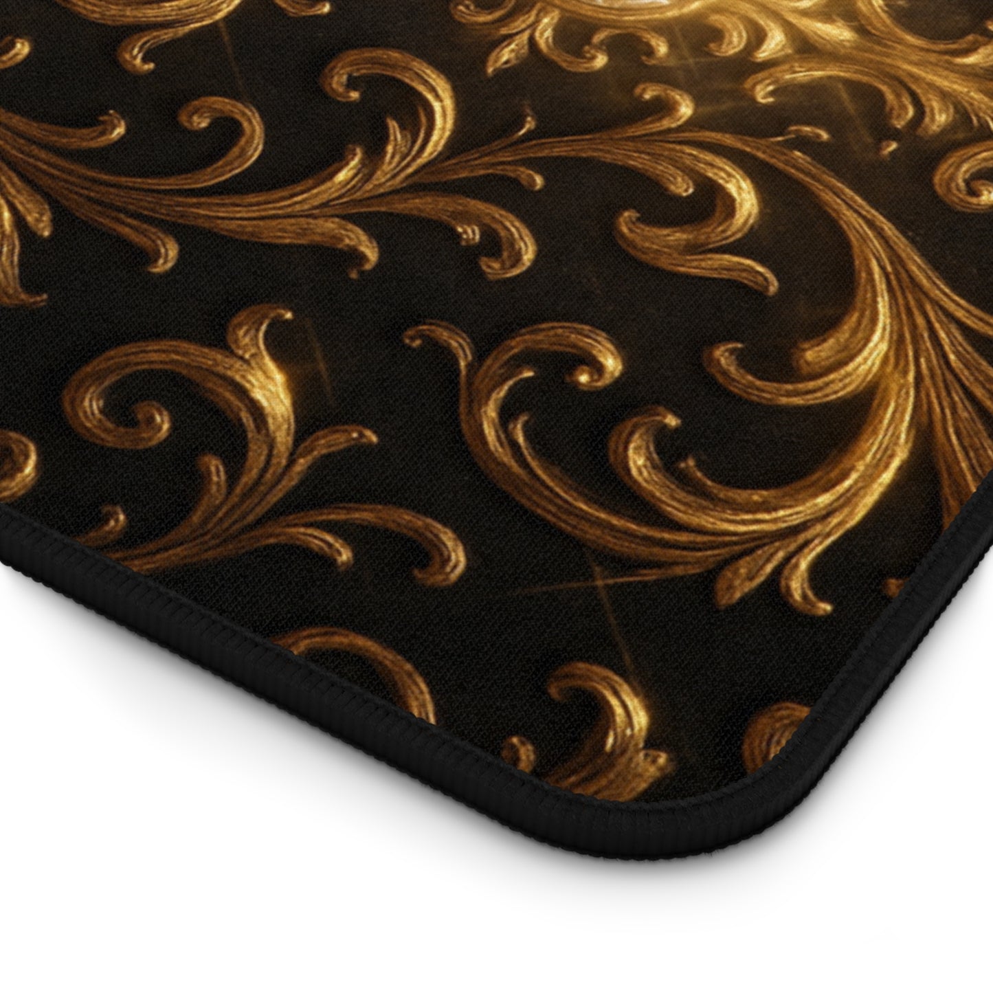 Baroque Desk Mat – Gothic Gold Extended Mouse Pad, Luxury Black Scroll Office Decor, Large Gaming Mat, Elegant Workspace Gift