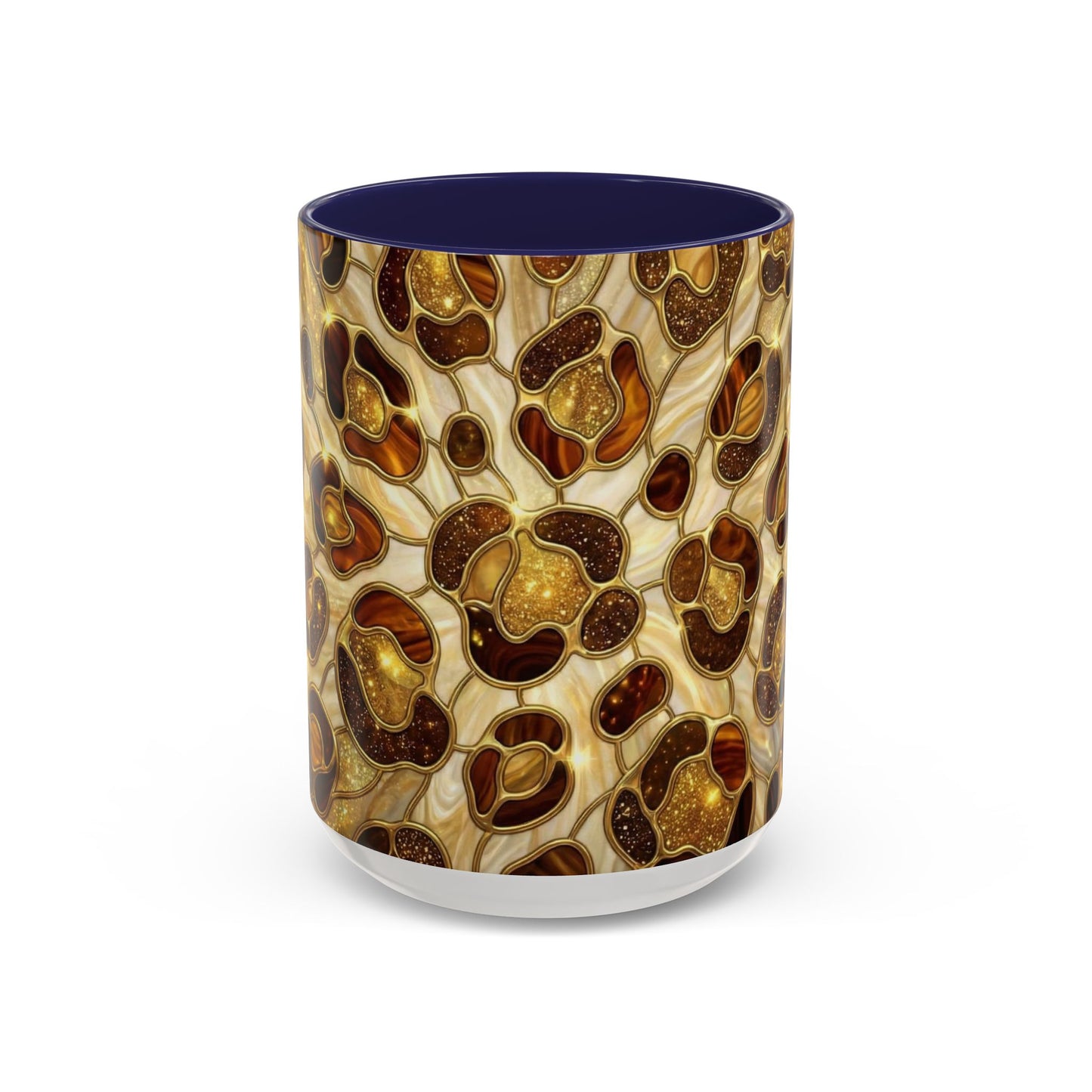 Stained Glass Leopard Print Mug, Gold Cheetah Coffee Cup, Luxury Animal Print Gift, Glam Mosaic Tea Mug, Trendy Desk Decor For Her Gifts